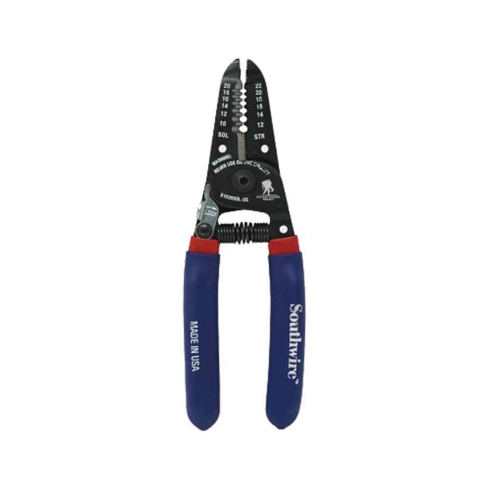 Southwire 64807940 Compact Wire Stripper/Cutter Tool - 10-20 AWG Solid & 12-22 AWG Stranded Copper Wire - Ideal for Electricians, DIY Projects, and Home Electrical Repairs