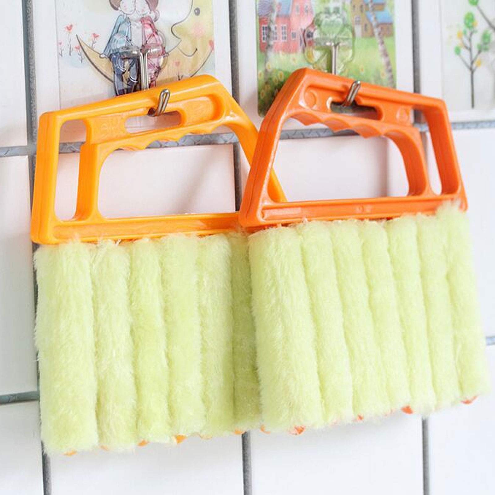 7-Finger Window Blinds Duster 2-Pack - Handheld Blind Brush for AC & Household Cleaning (Blue) - Perfect for Kitchen & Home Maintenance