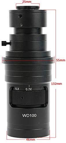 10X-200X Zoom WD100 Continuously Variable 0.7X-5X Adjustable Magnification FHD C-Mount Lens for HDMI VGA USB Microscope Camera - Perfect for PCB Inspection, Biological Research & Industrial Quality Control