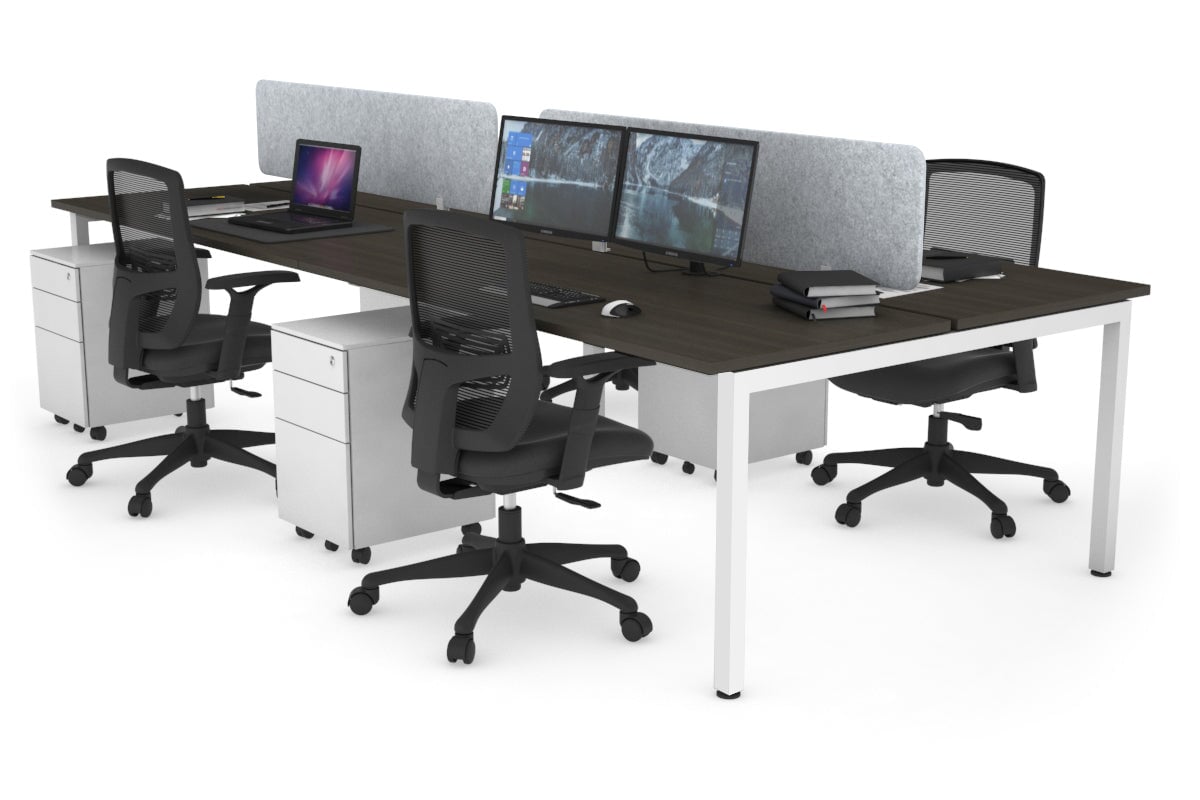 Quadro Square Legs 4-Person Office Workstation Desk - 1800mm x 700mm (71