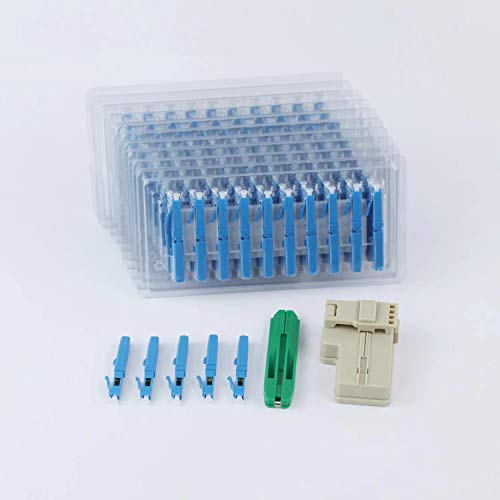 100pcs LC UPC Fiber Optic Quick Connector Kit with Tools - Single Mode 9/125 Mechanical Fast Connectors for 2.0x3.0mm Butterfly Fiber Cable - Perfect for Home/Office Network Installations & Telecom Repairs
