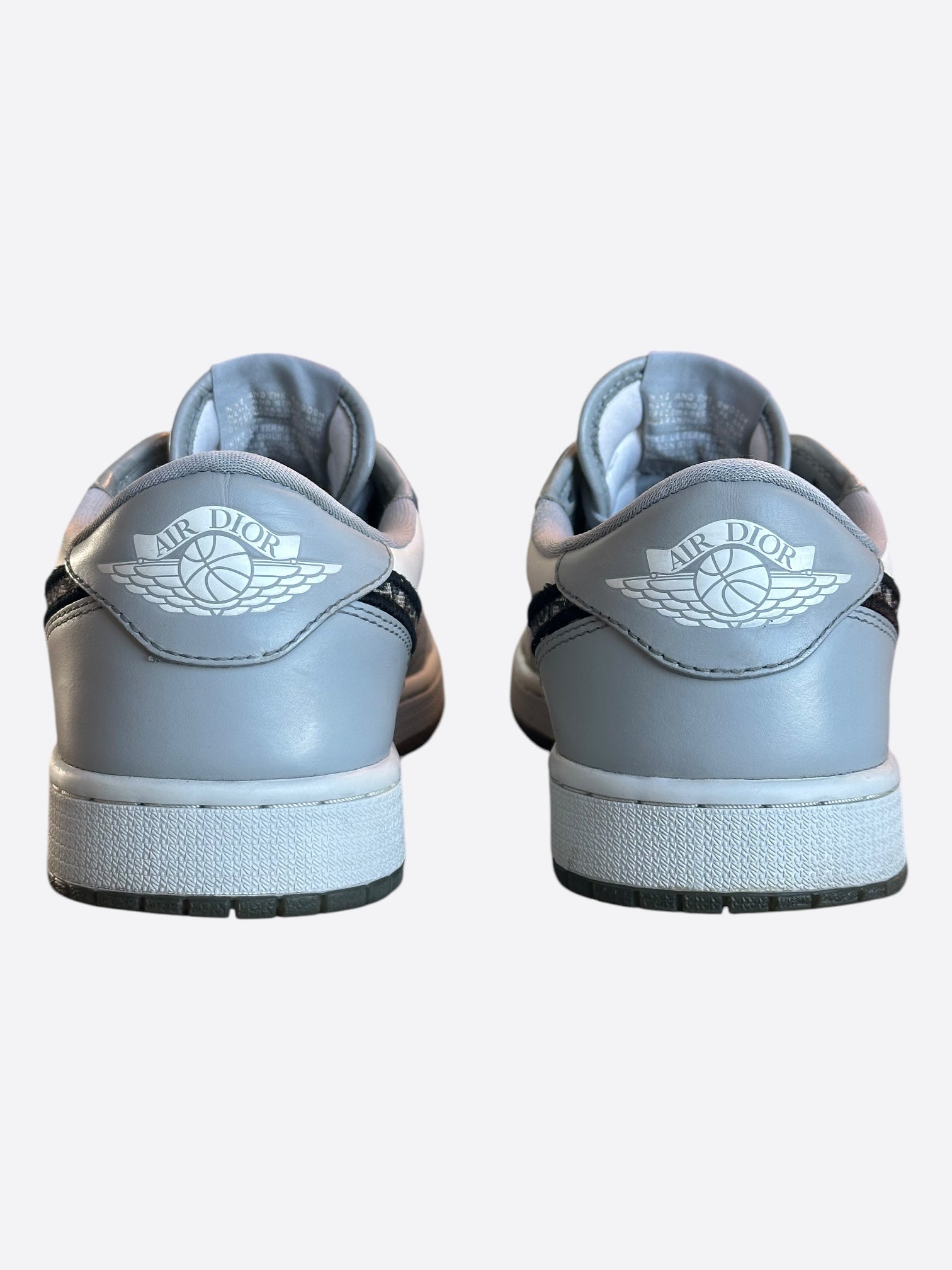 Dior Air Jordan Grey & White Oblique Low Top Sneakers - Men's Luxury Designer Shoes for Casual Wear & Street Style Fashion | Perfect for Everyday Outfits, Sneaker Collectors & Fashion Enthusiasts