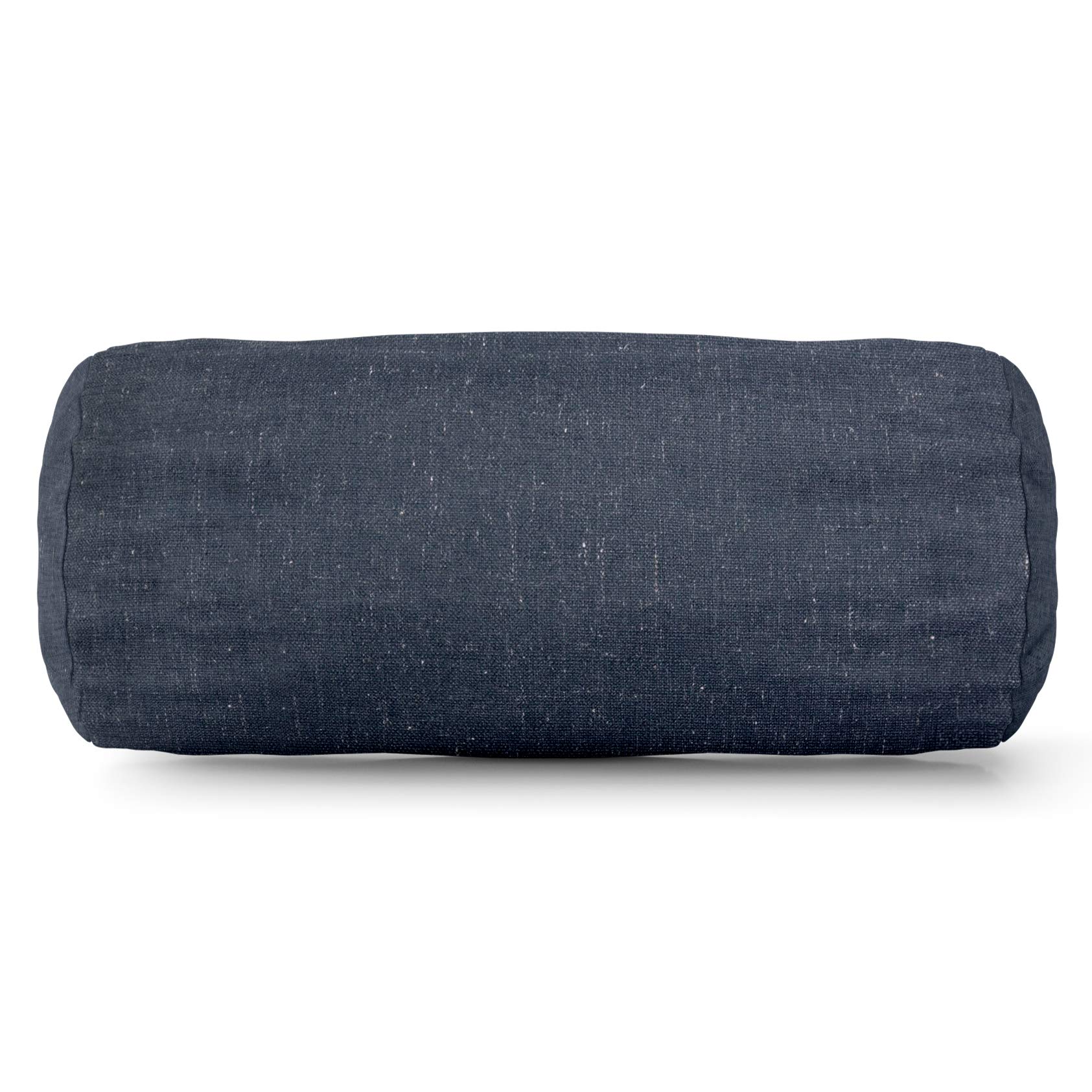 Majestic Home Goods Round Bolster Pillow - Navy Wales Jacquard Cover - Support for Back, Neck & Legs - Perfect for Bed, Sofa & Yoga