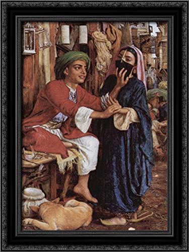 William Holman Hunt The Lantern Maker's Courtship 18x24 Black Ornate Wood Framed Canvas Art - Romantic Victorian Wall Decor for Living Room, Bedroom & Office