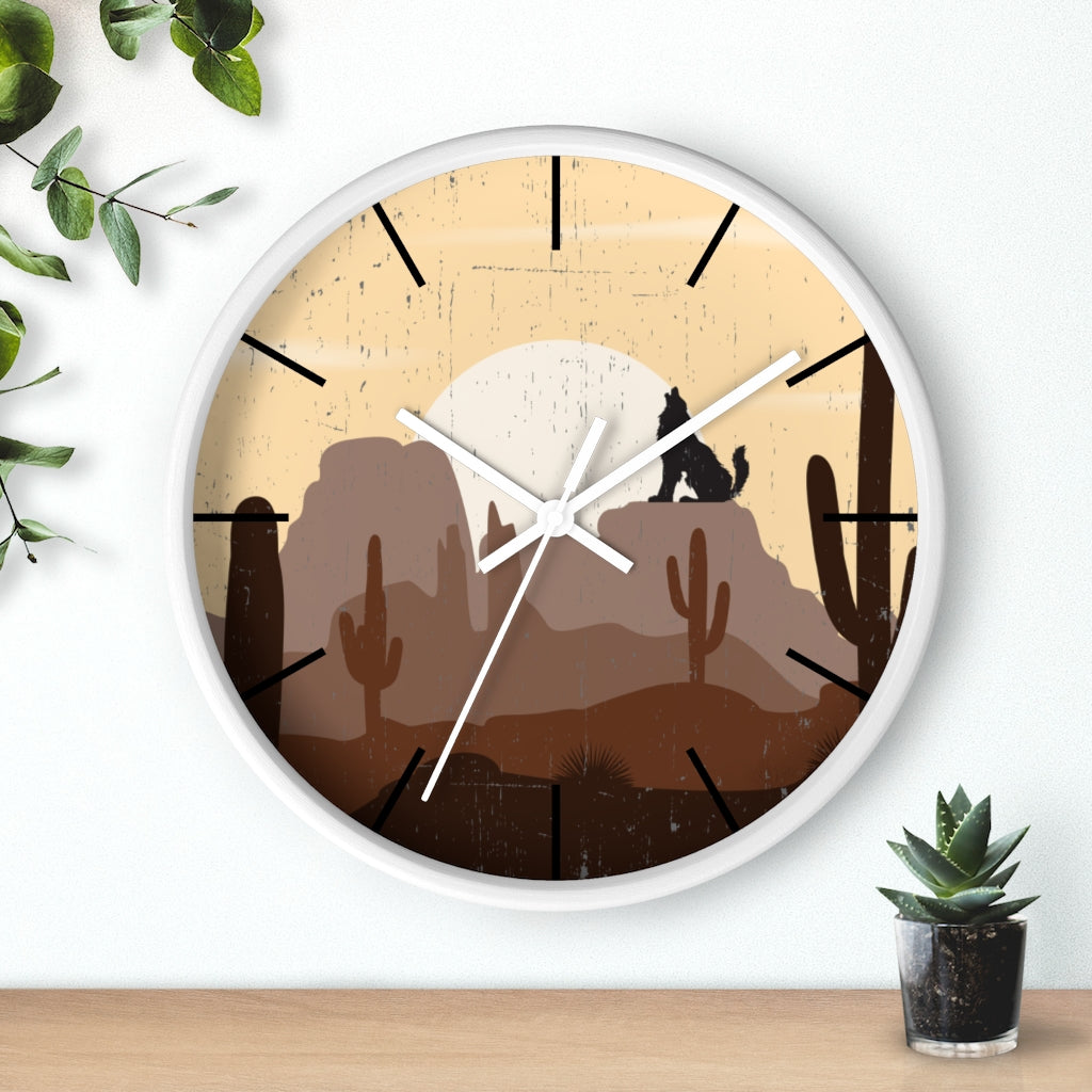 Wolf Mountain Sunrise Wall Clock - Silent Non-Ticking Battery Operated Round Clock for Living Room, Bedroom, Office & Home Decor