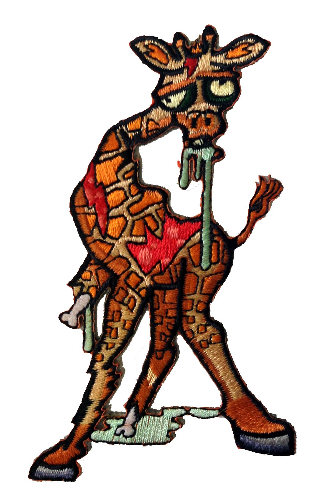 Giraffe Dead Animal Zombie Novelty Iron On Patch Applique - Unique Embroidered Badge for DIY Clothing, Bags, Hats - Perfect for Halloween Costumes, Cosplay & Punk Fashion Accessories