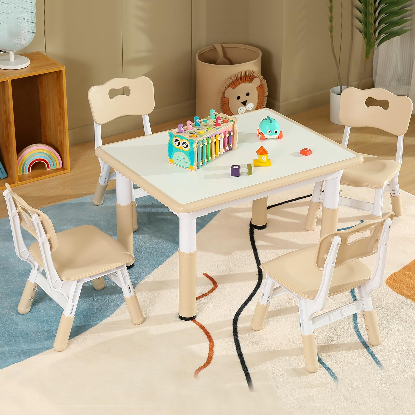 Adjustable Kids Table and Chair Set for Toddlers Ages 3+ - 31.5