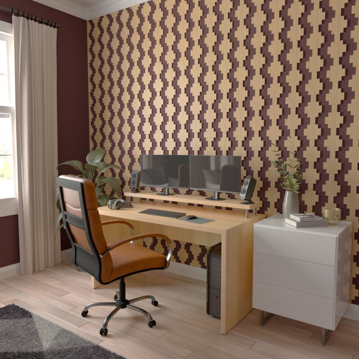 Adjustable Wood Slat Wall Kit - Modern Acoustic Panel for Home & Office Decor | DIY Room Divider & Soundproofing Solution