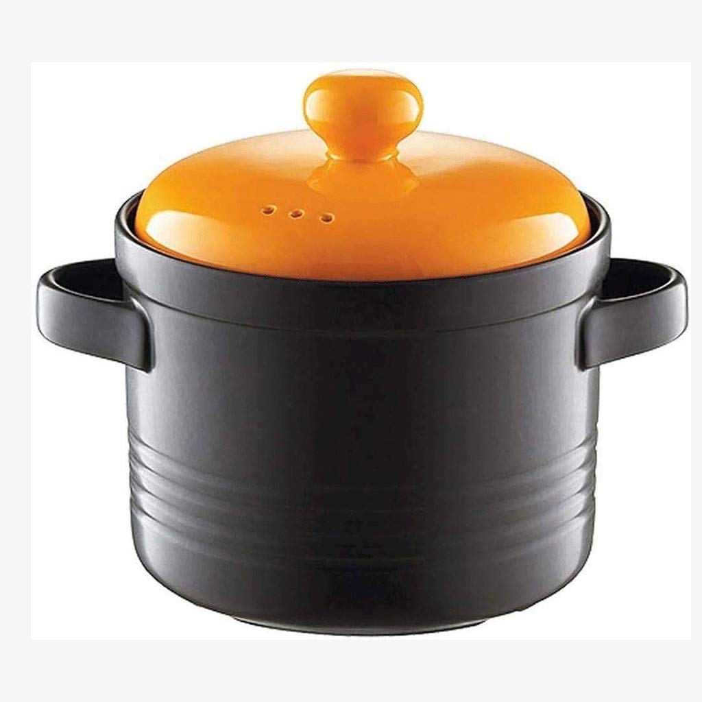 Premium Black Ceramic Casserole Dish with Lid - Round Clay Pot for Baking, Cooking & Serving - Oven & Microwave Safe Soup Bowl, Stew Pot, Dutch Oven for Home & Restaurant Use