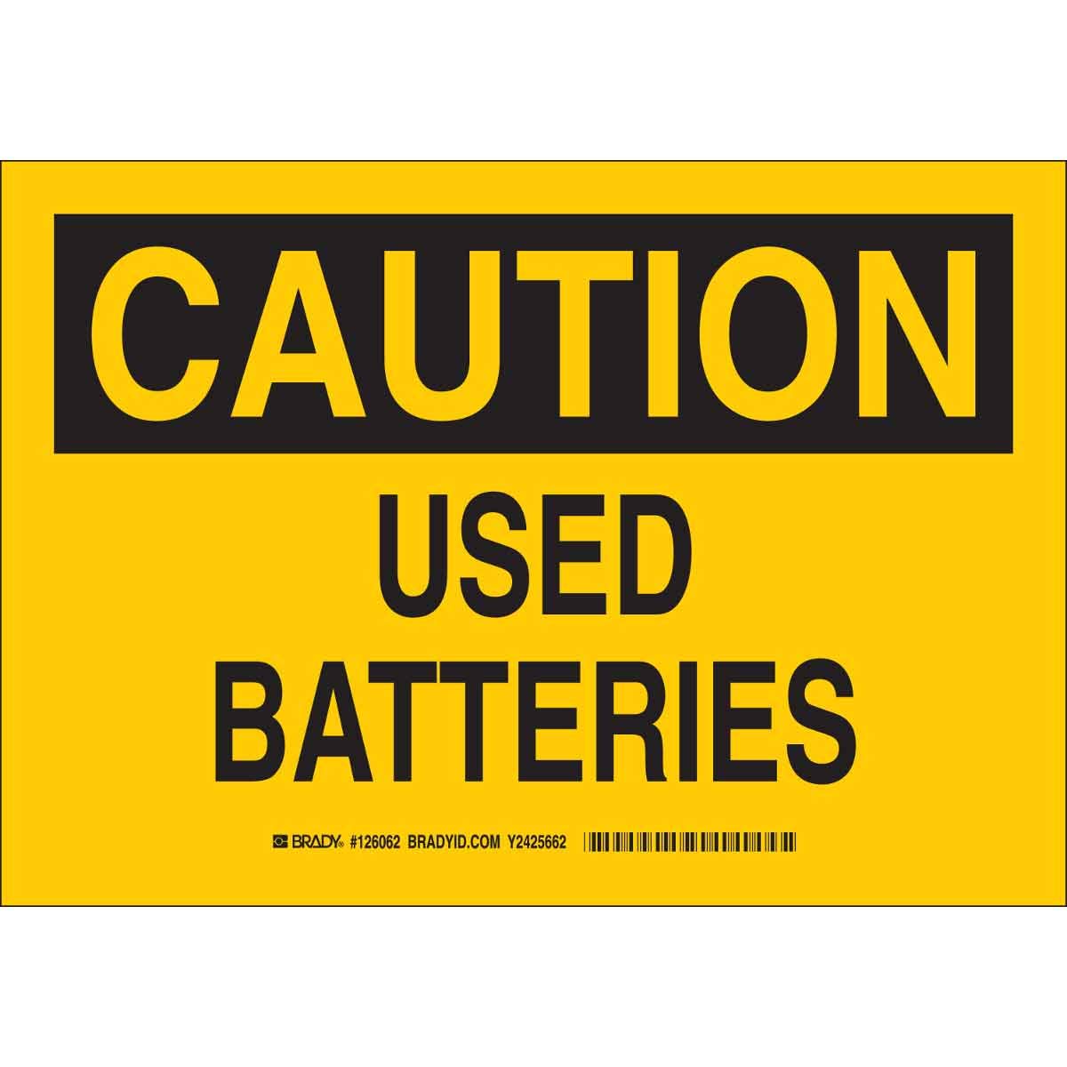 Brady 126061 Used Batteries Chemical Hazard Sign - 7
