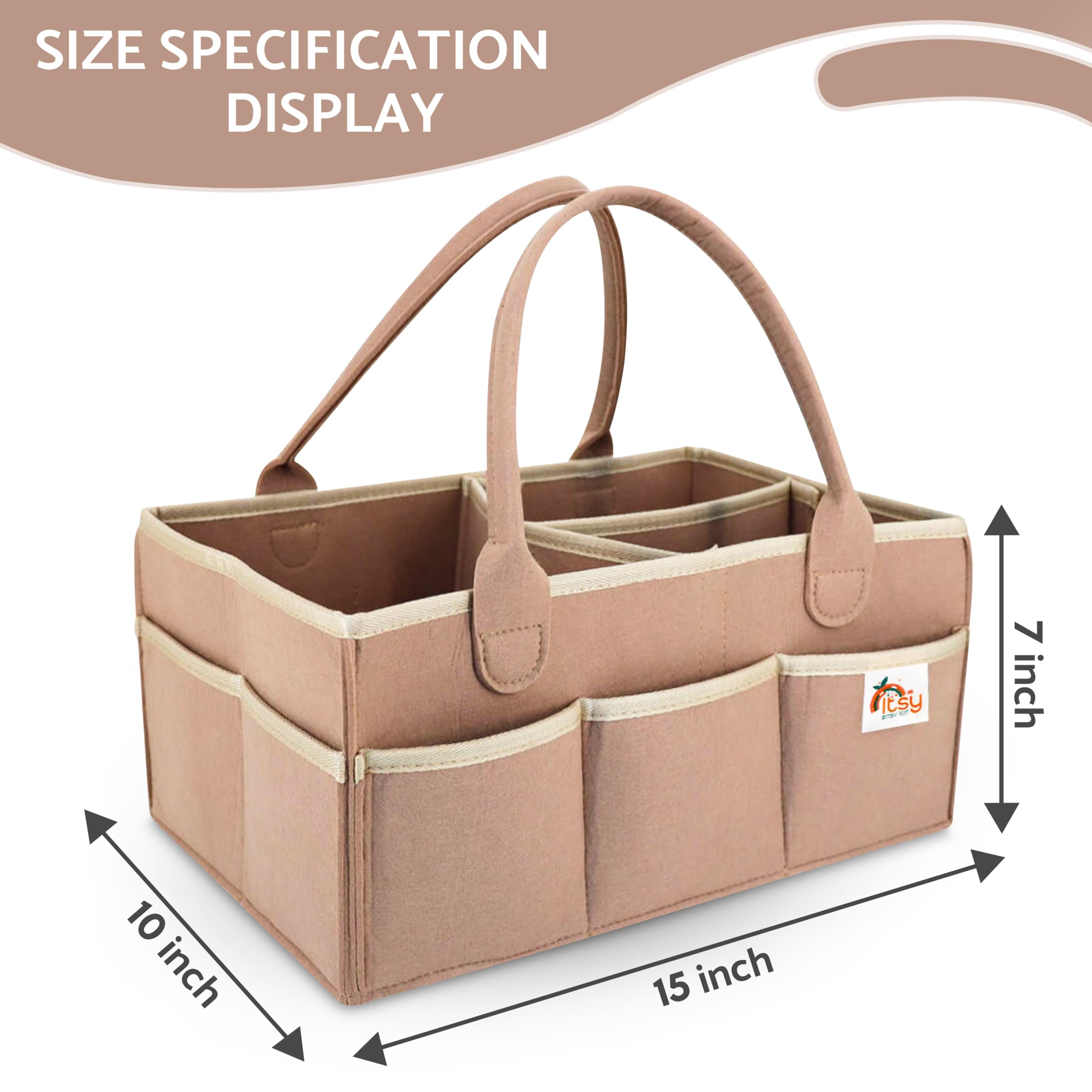 Itsy Bitsy Tot Diaper Caddy Organizer - Large Nursery Storage & Car Organizer for Baby Essentials (Tanny Peach) - Perfect for Diaper Changing Stations & On-the-Go Parenting