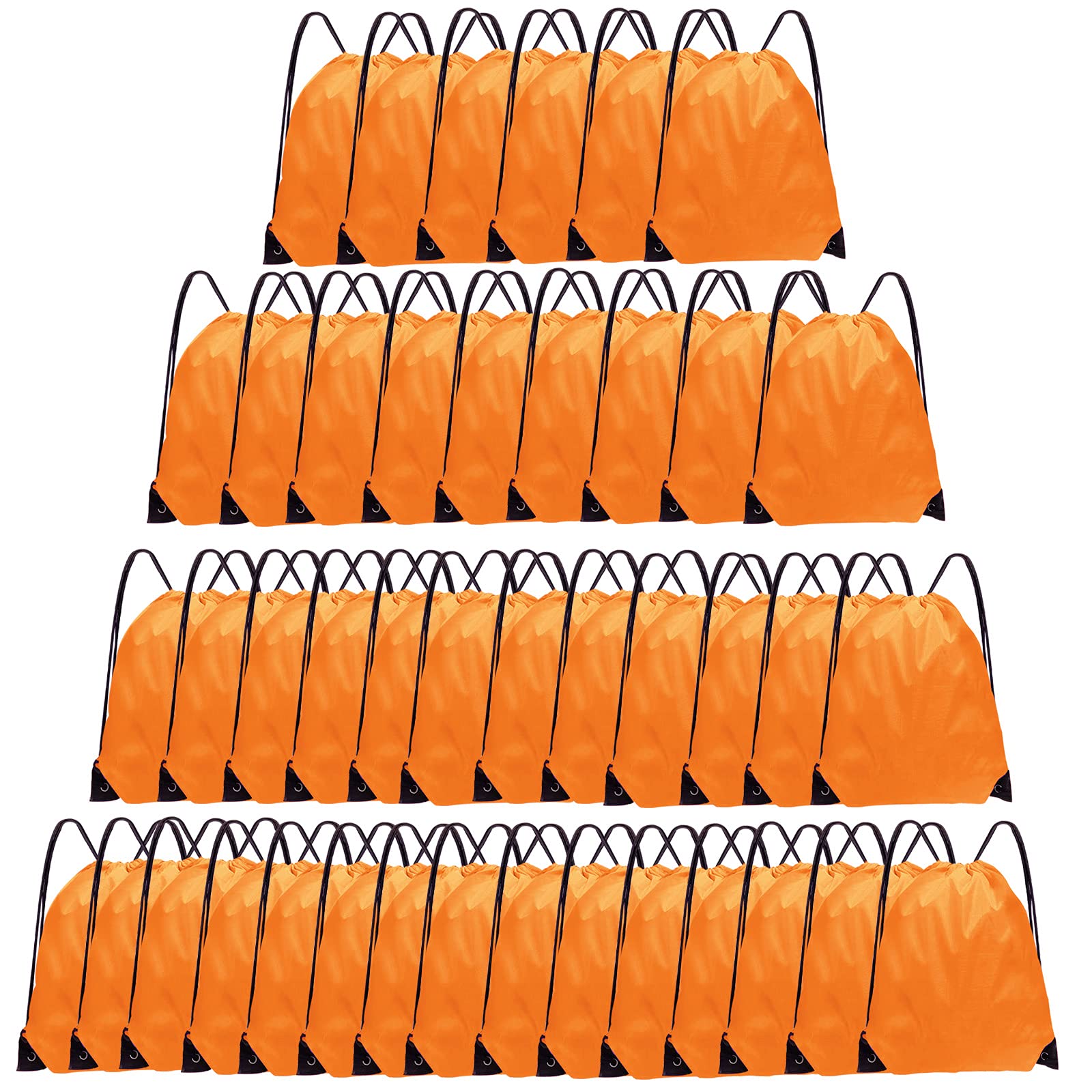 42 Pcs Bulk Drawstring Backpacks - Lightweight Gym Sackpack for Men & Women - Orange Cinch Bags for Sports, Travel & School Supplies Storage