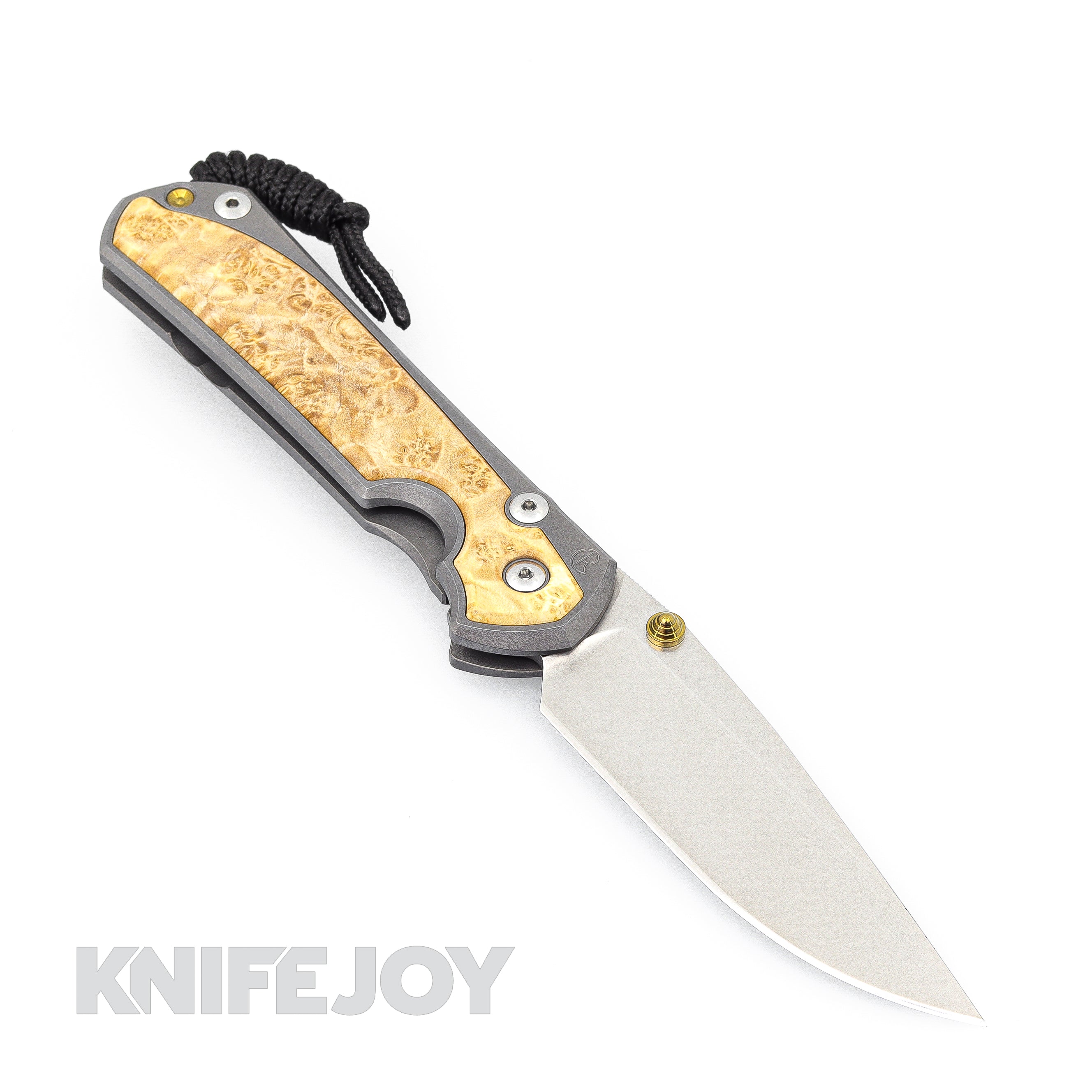 Chris Reeve Knives Large Sebenza 31 Left Hand Drop Point Plain Blade - Double Gold Lugs with Box Elder Inlay Handles - Premium EDC Folding Knife for Outdoor, Camping & Everyday Carry