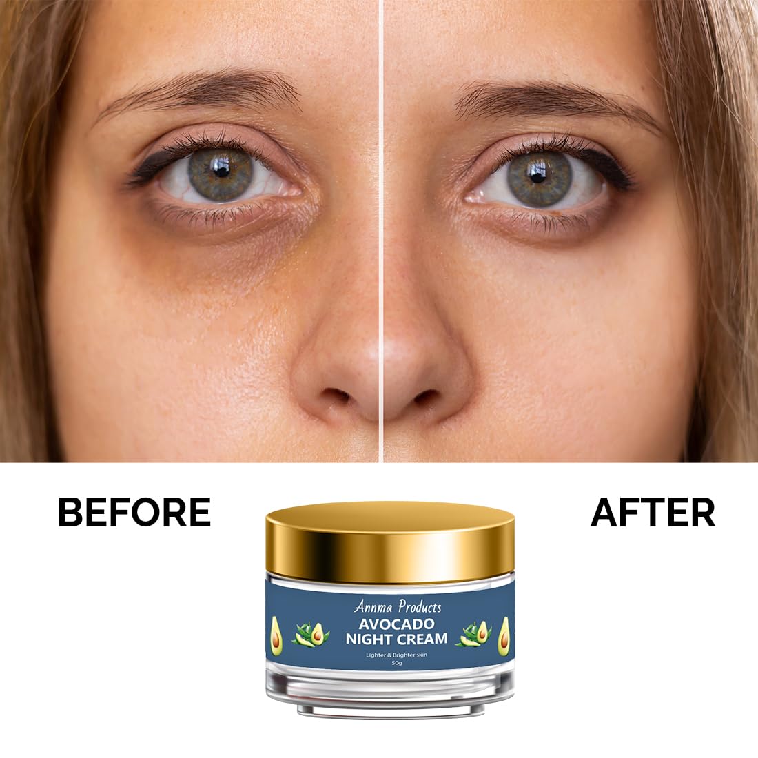 Annma Avocado Night Cream - Anti-Aging, Deep Nourishing & Brightening Face Moisturizer for Women | 50g | Perfect for Dry Skin & Nighttime Skincare Routine