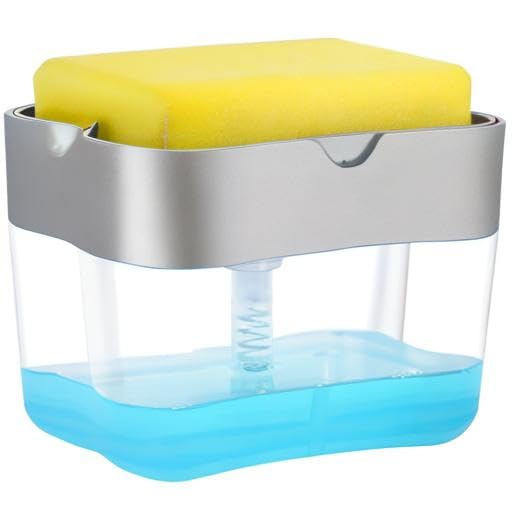 Kitchen Soap Dispenser with Sponge Holder - 13oz for Sink & Dish Washing