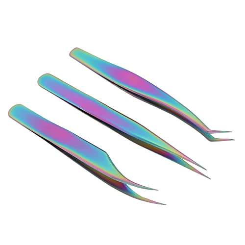 Premium Stainless Steel Tweezers for Nail Art & Eyelash Extensions - High Precision Professional Tweezers for Home & Salon Use - Perfect for Eyebrow Shaping, False Eyelash Application & Nail Care