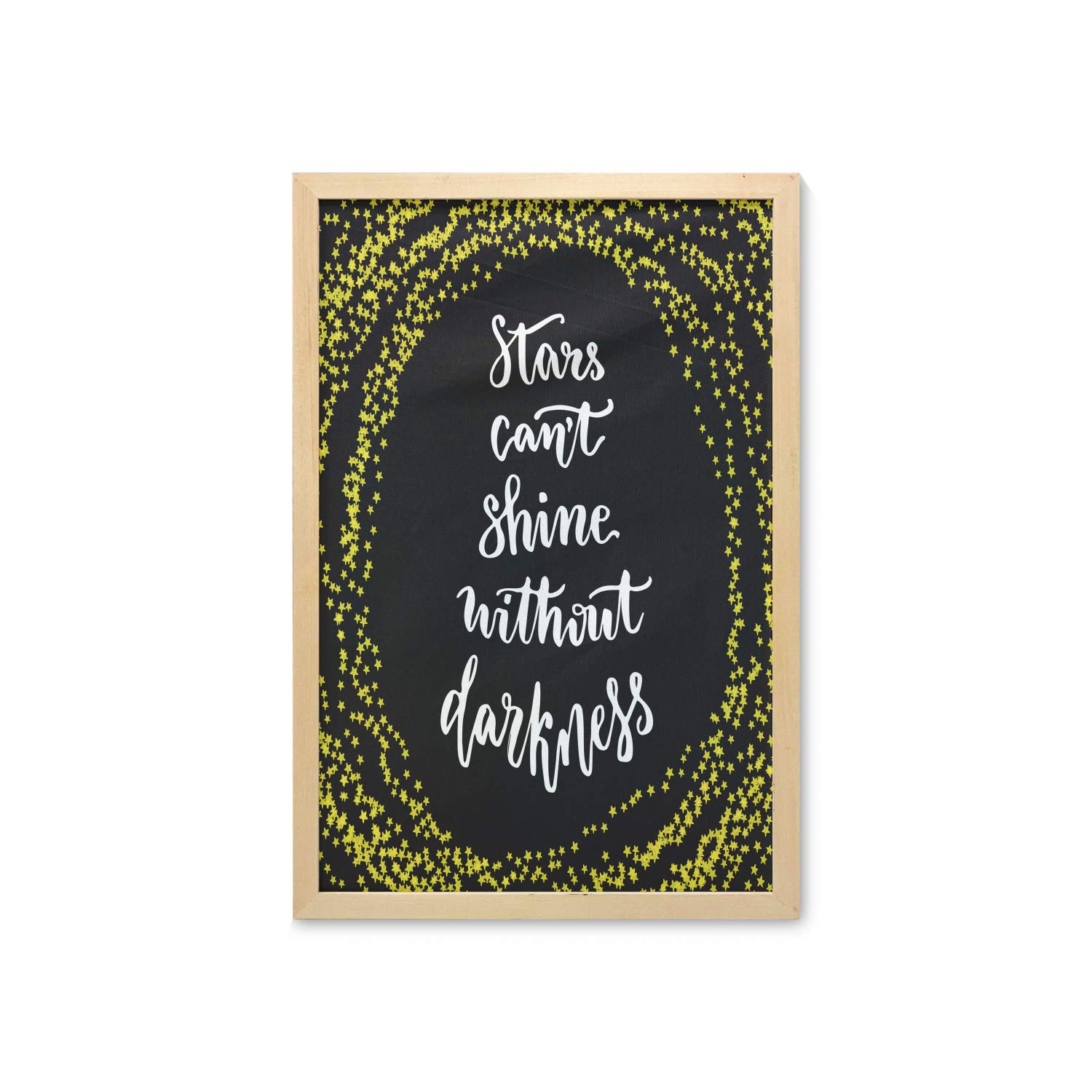 Ambesonne Inspirational Wall Art with Frame - Uplifting Life Quotes in Elegant Cursive Typography, Printed Fabric Poster for Bathroom, Living Room & Dorm Decor, 23x35 Inches, Yellow & Dark Taupe - Perfect for Home Office, Bedroom & Gift Giving