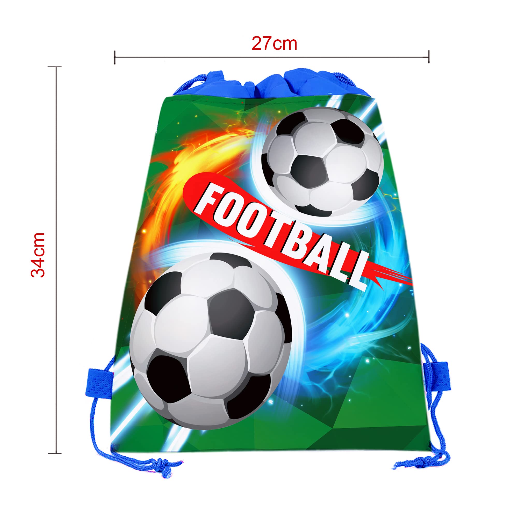 CC HOME 12 Pack Soccer Drawstring Party Bags - Football Themed Gift & Candy Treat Bags for Kids Birthday Parties (10.6x13.4 Inch) - Perfect for Soccer Baby Showers, Team Celebrations & Sports Themed Events