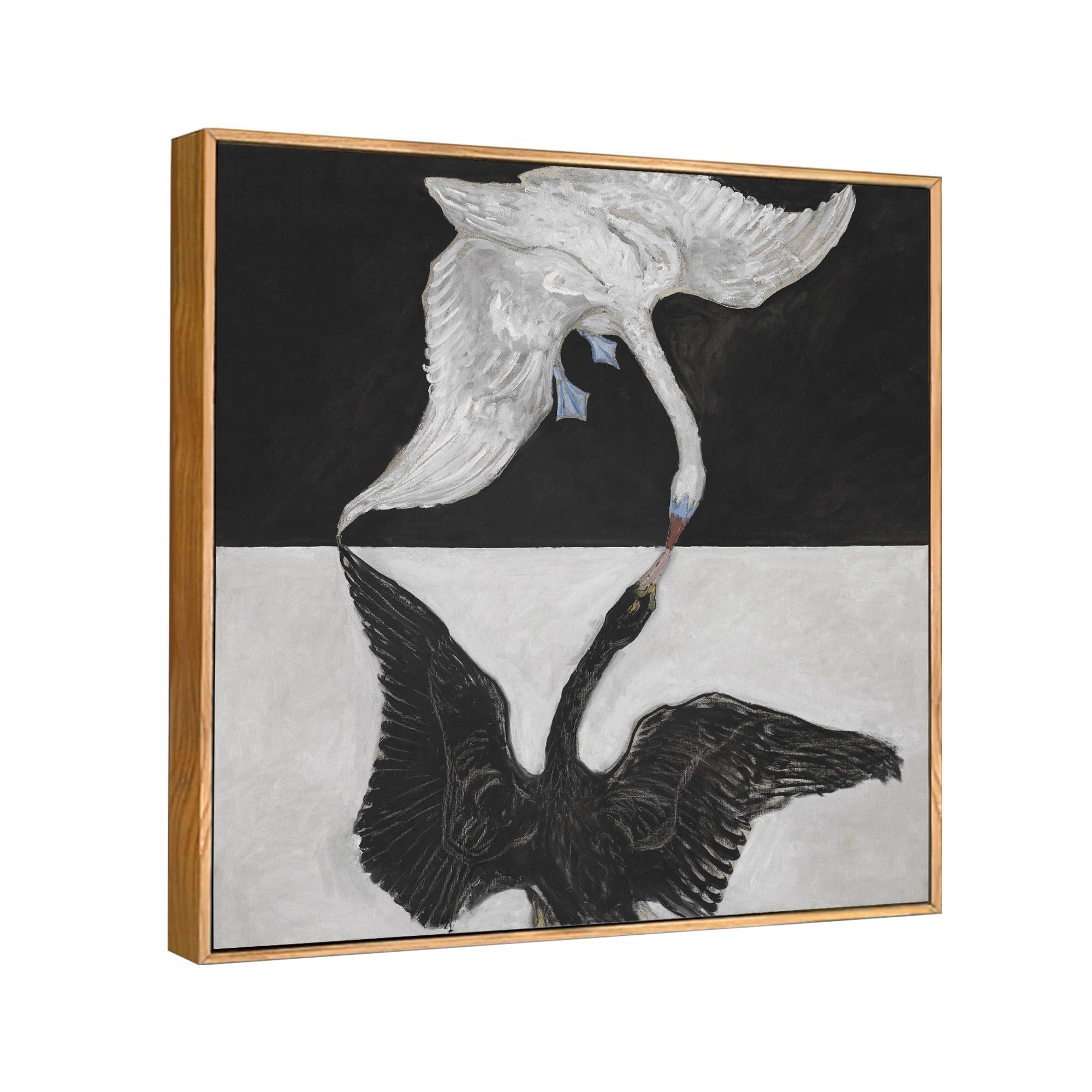 Hilma Af Klint The Swan No. 1 Framed Canvas Wall Art - 24x24 Inch Wood Slim Frame - Modern Abstract Painting for Living Room, Bedroom & Office Decor