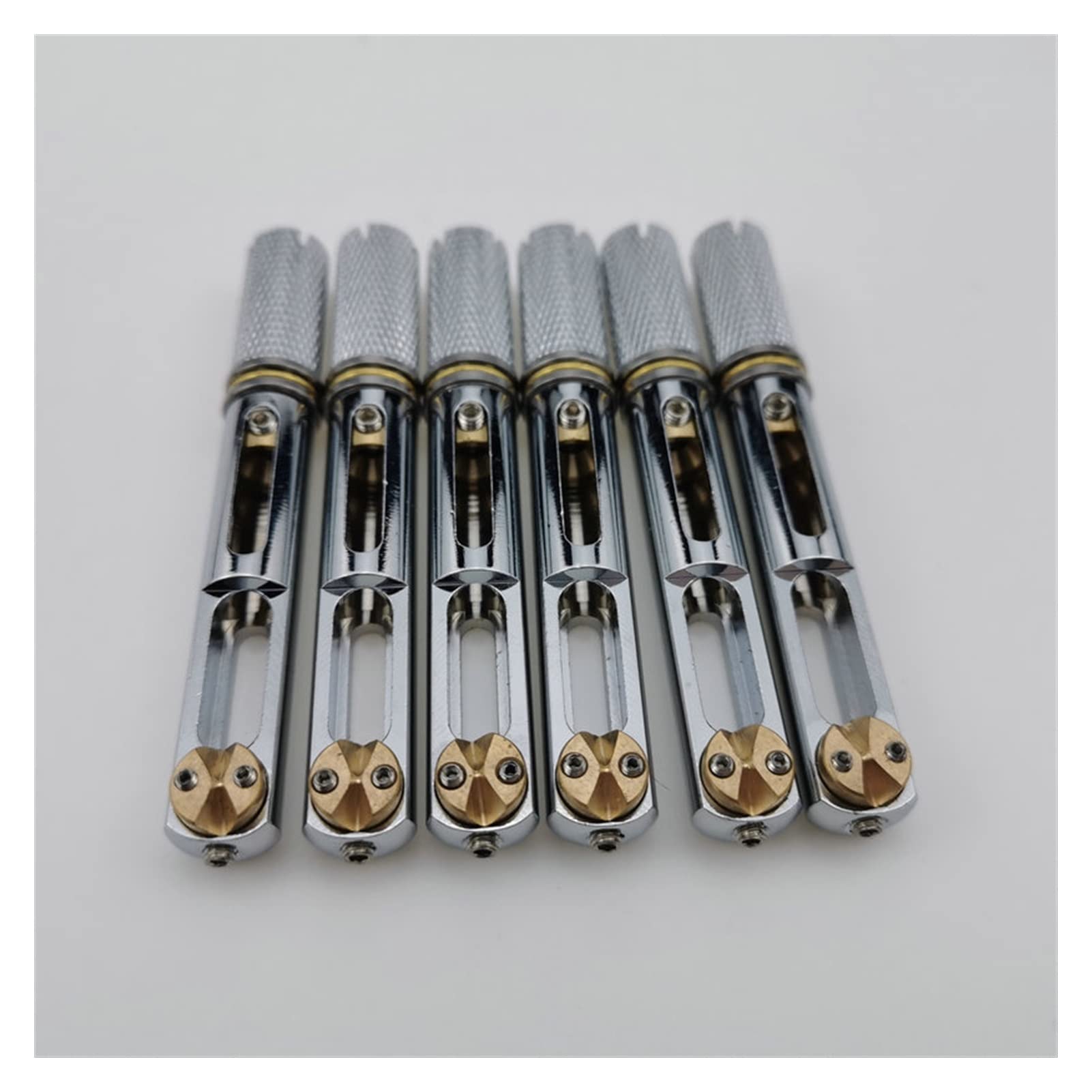 Chrome Single Headless Guitar Bridge - Fanned Fret Brass Fixed Bridge for 10-String Headless Guitars | Perfect for Extended Range & Progressive Metal Musicians