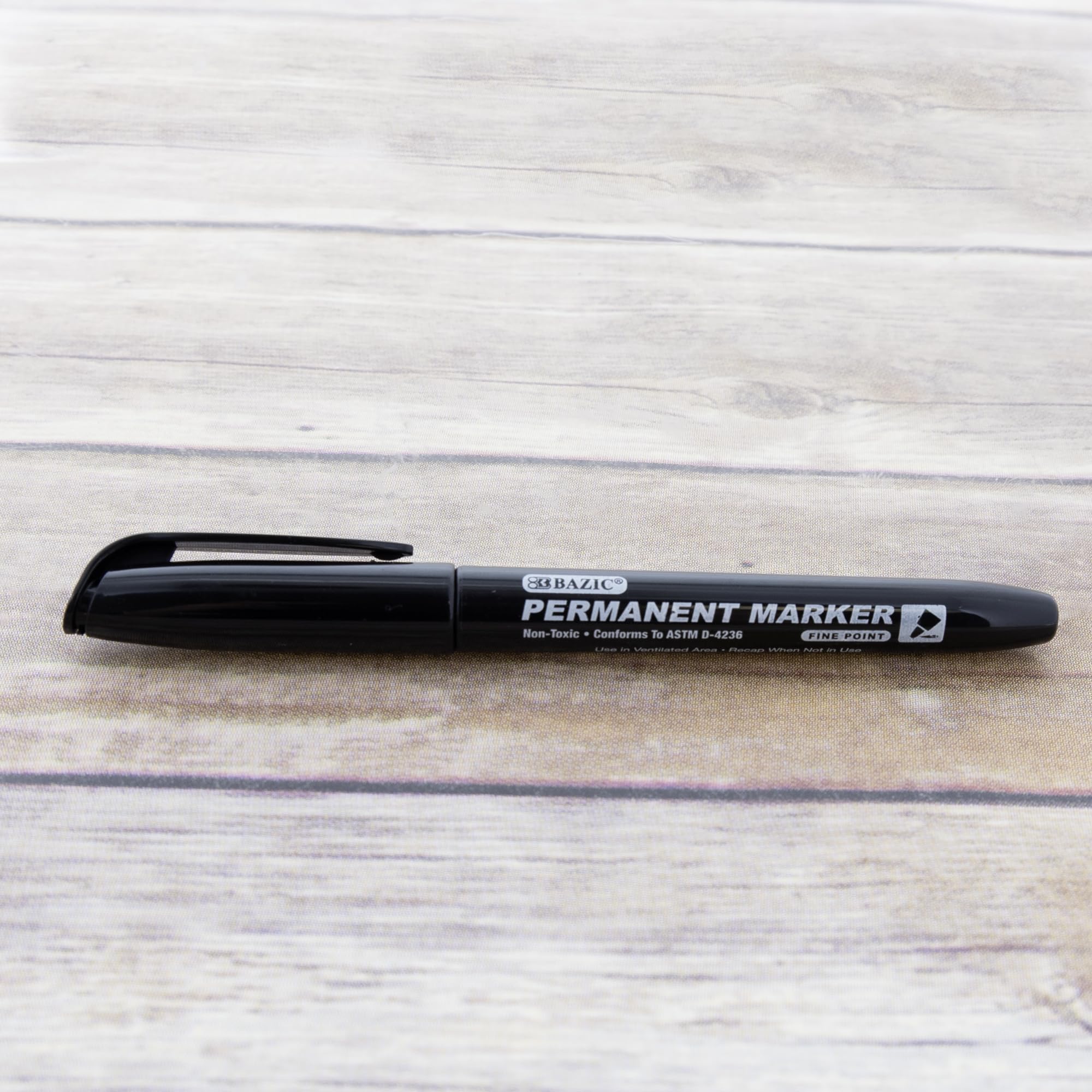 BAZIC Permanent Marker Fine Tip Black - 8 Pack (144-Packs Bulk) - Waterproof Ink for Plastic, Wood, Metal, Glass & Stone - Ideal for Art, DIY Projects, Labeling & Industrial Use