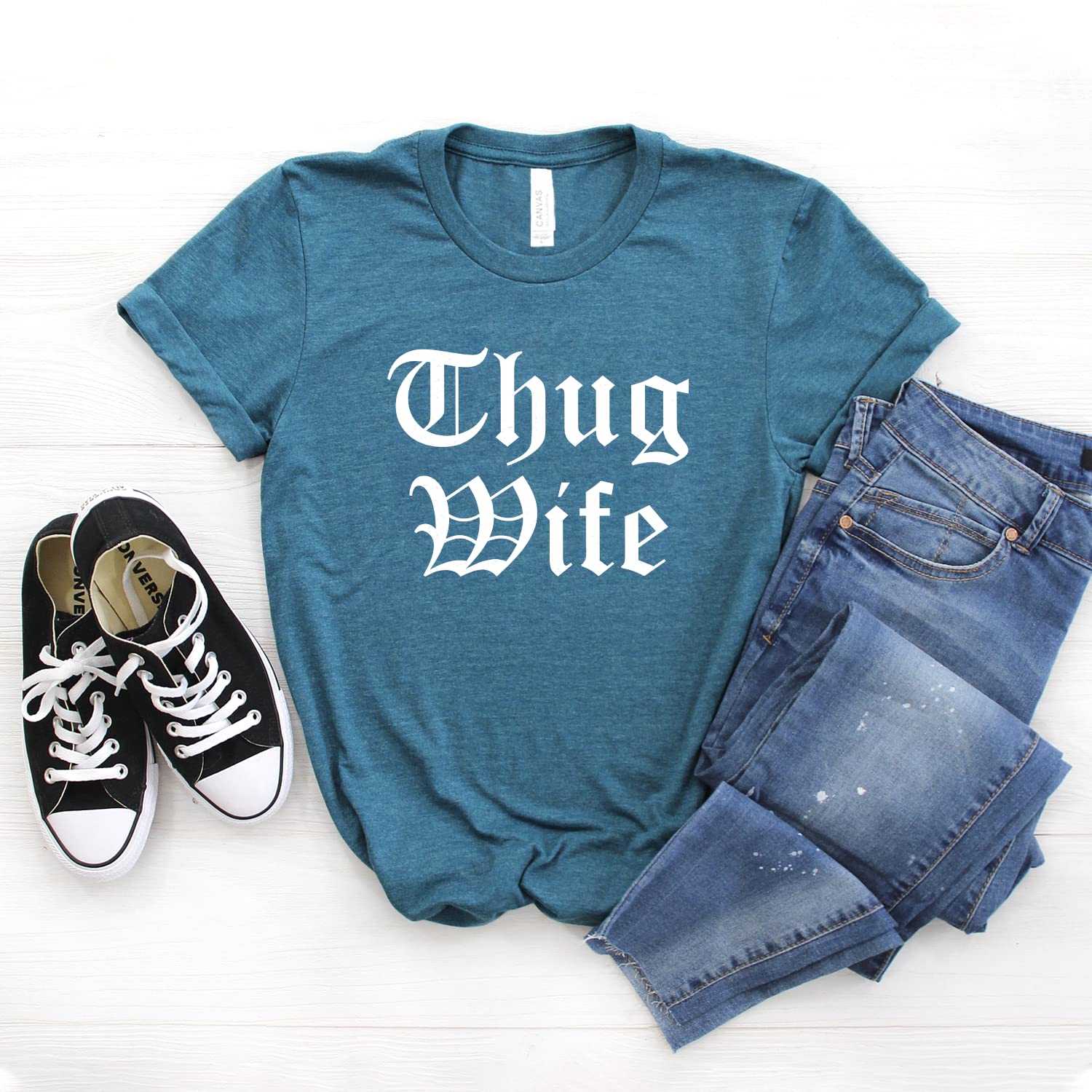 Thug Wife Shirt - Funny Gift for Wife - Softstyle Unisex T-Shirt - Perfect for Anniversary, Birthday & Mother's Day - Cute Casual Outfit for Wifey Life & Motherhood