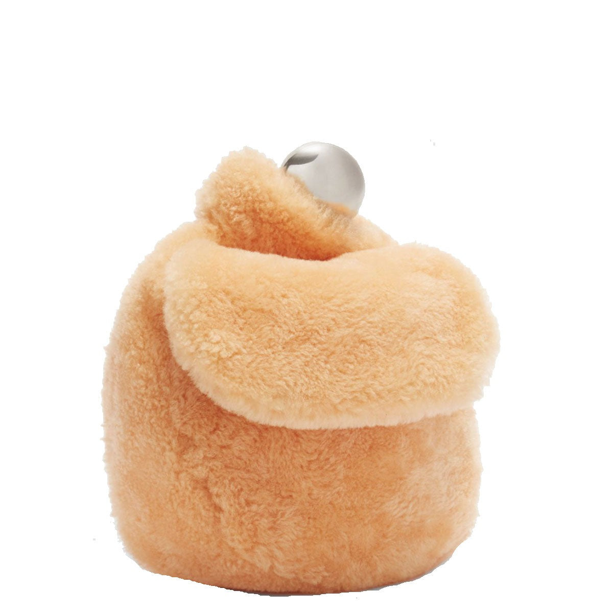 Soft and Cozy Sphere Pouch Shearling Bag in Apricot - Perfect for Travel, Work, and Everyday Use