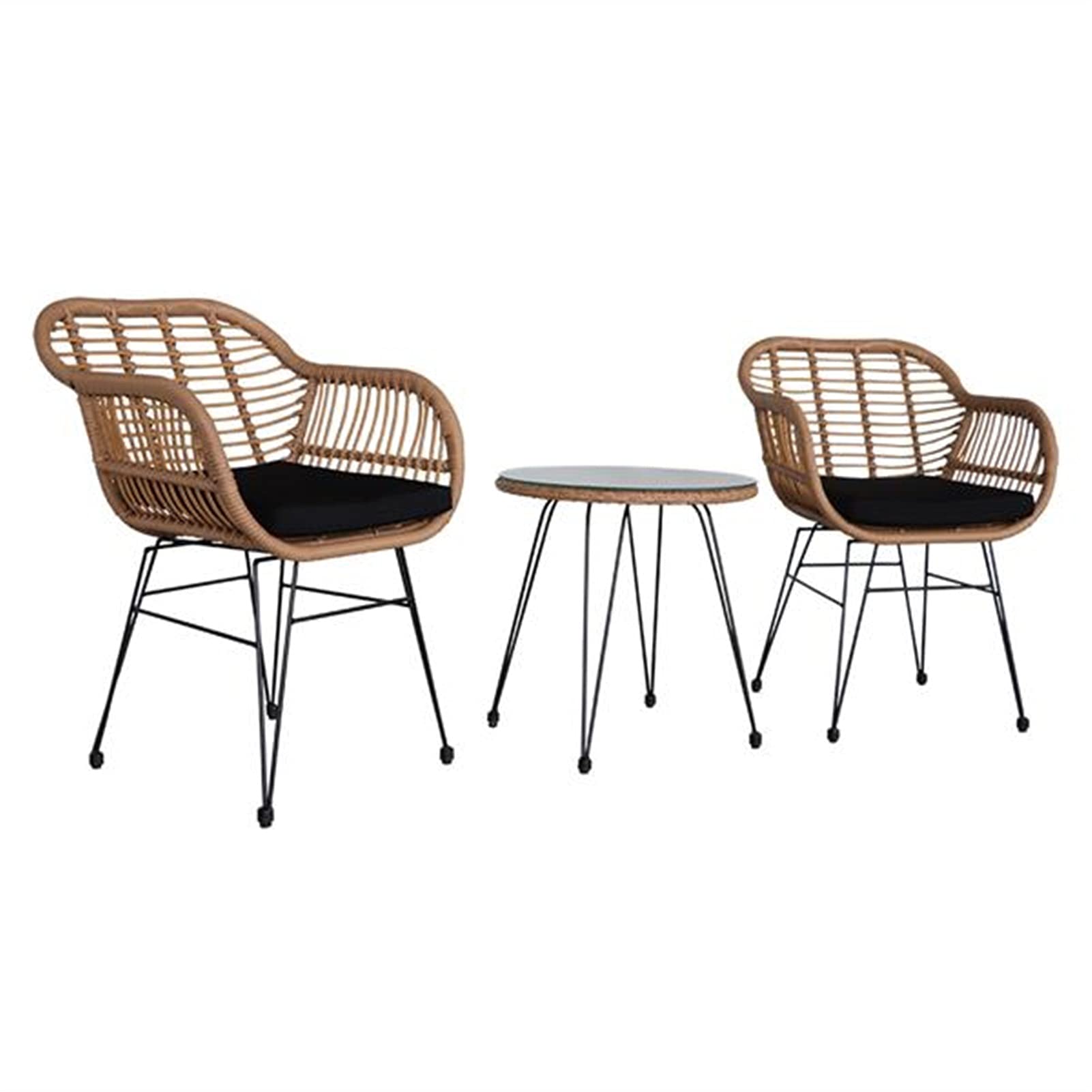 4-Piece Outdoor Patio Furniture Set - Wicker Rattan Conversation Set with Cushions & Tempered Glass Table - Perfect for Garden, Backyard, Poolside & Patio Relaxation