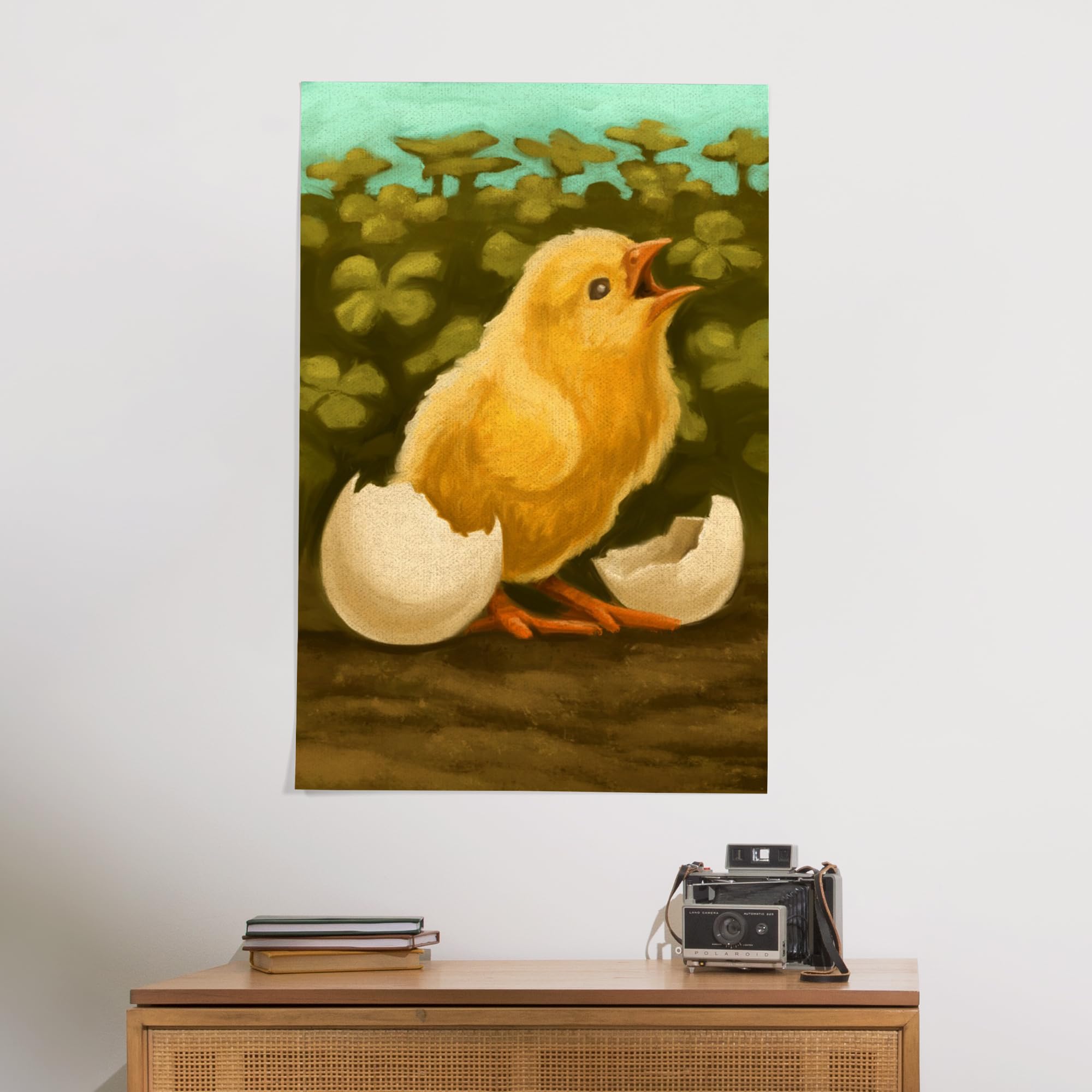 Lantern Press 24x36 Inch Giclee Art Print - Easter Chick Oil Painting Wall Decor for Living Room, Bedroom & Office