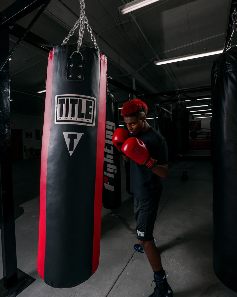 TITLE Boxing Synthetic Leather Heavy Bag (Unfilled) - Premium Punching Bag for Boxing, MMA & Fitness Training - Perfect for Home Gyms & Martial Arts Practice