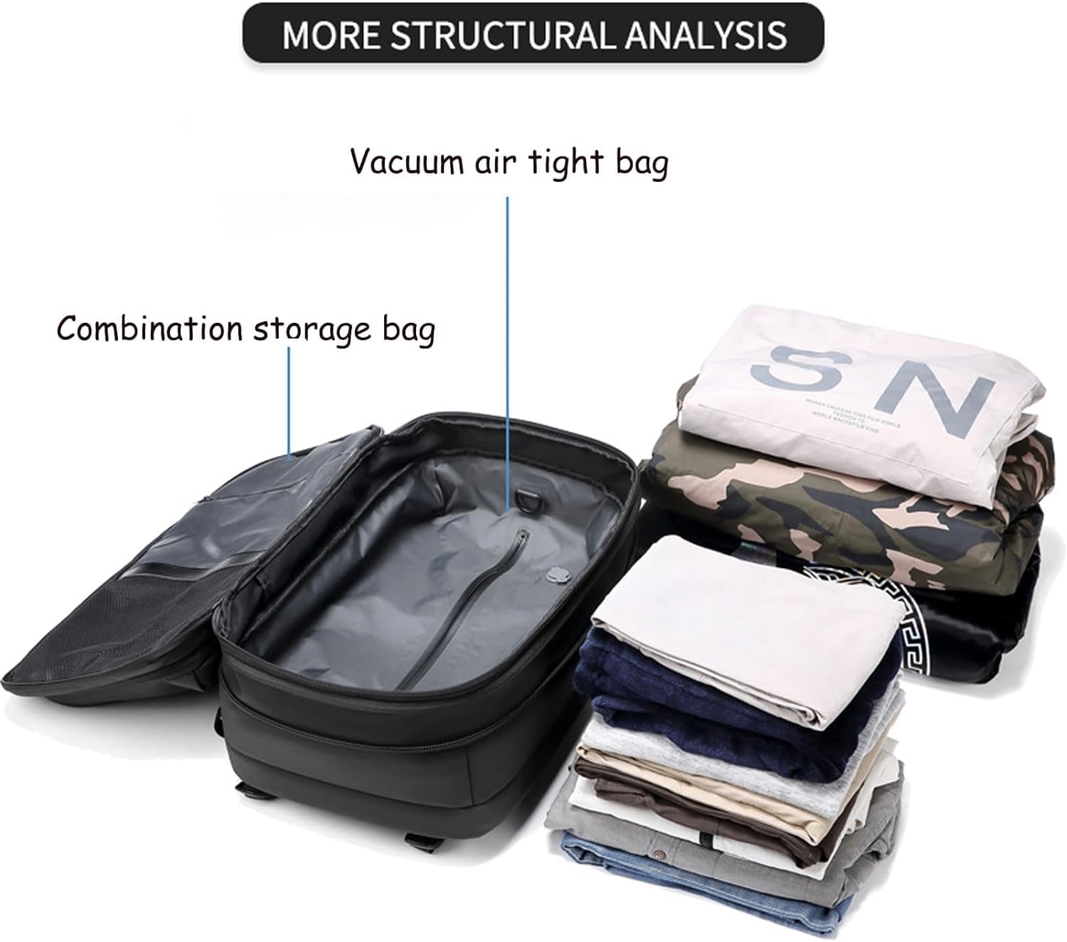 XIEGND Alepeak Vacuum Compression Backpack - Lightweight Travel Backpack with Vacuum Seal Technology for Space Saving | Perfect for Air Travel, Camping & Outdoor Adventures