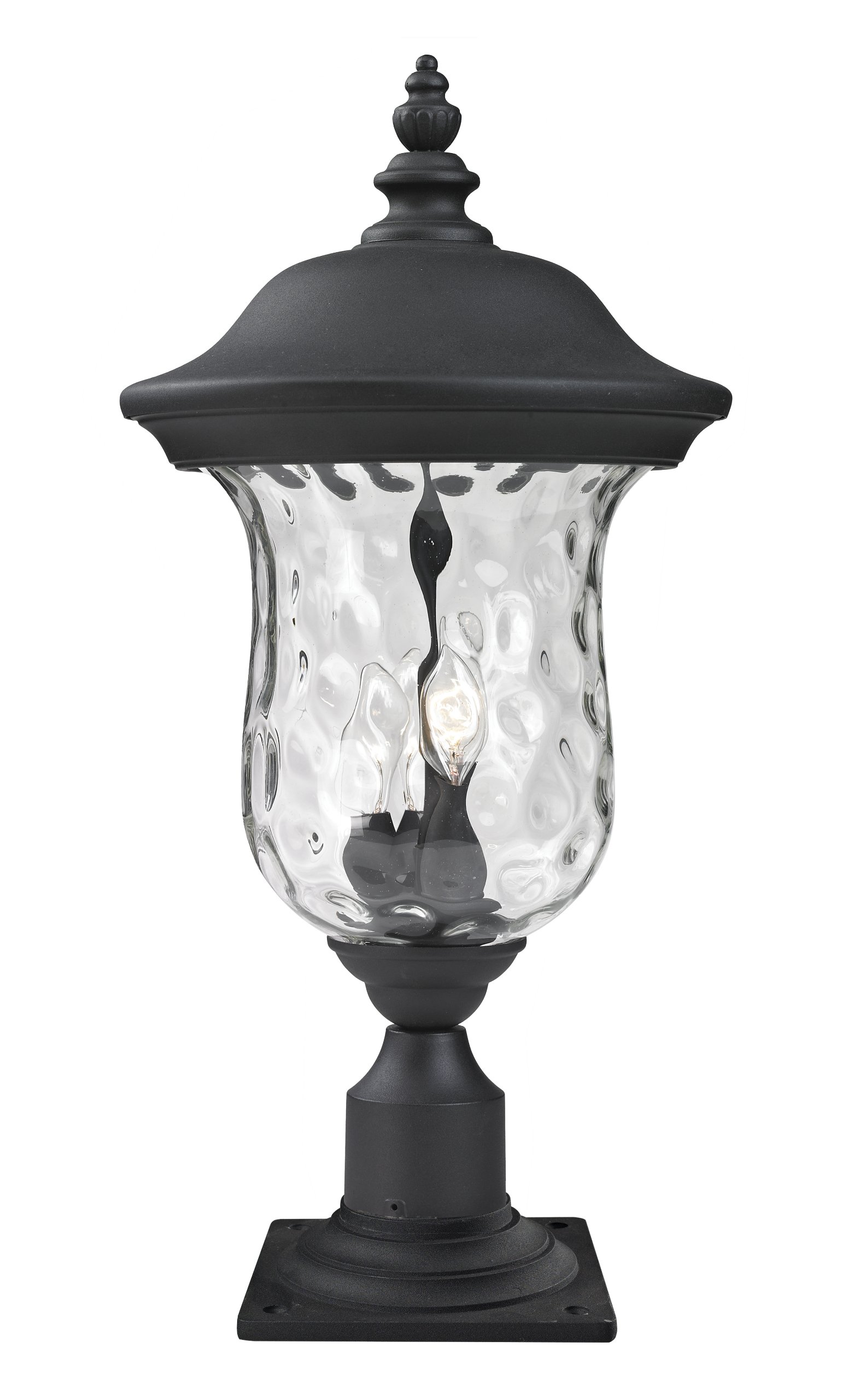 Z-Lite 533PHB-533PM-BK Outdoor Post Mount Light - Black Aluminum Frame with Clear Water Glass Shade - Weatherproof Exterior Lighting for Patio, Garden, Walkway & Driveway