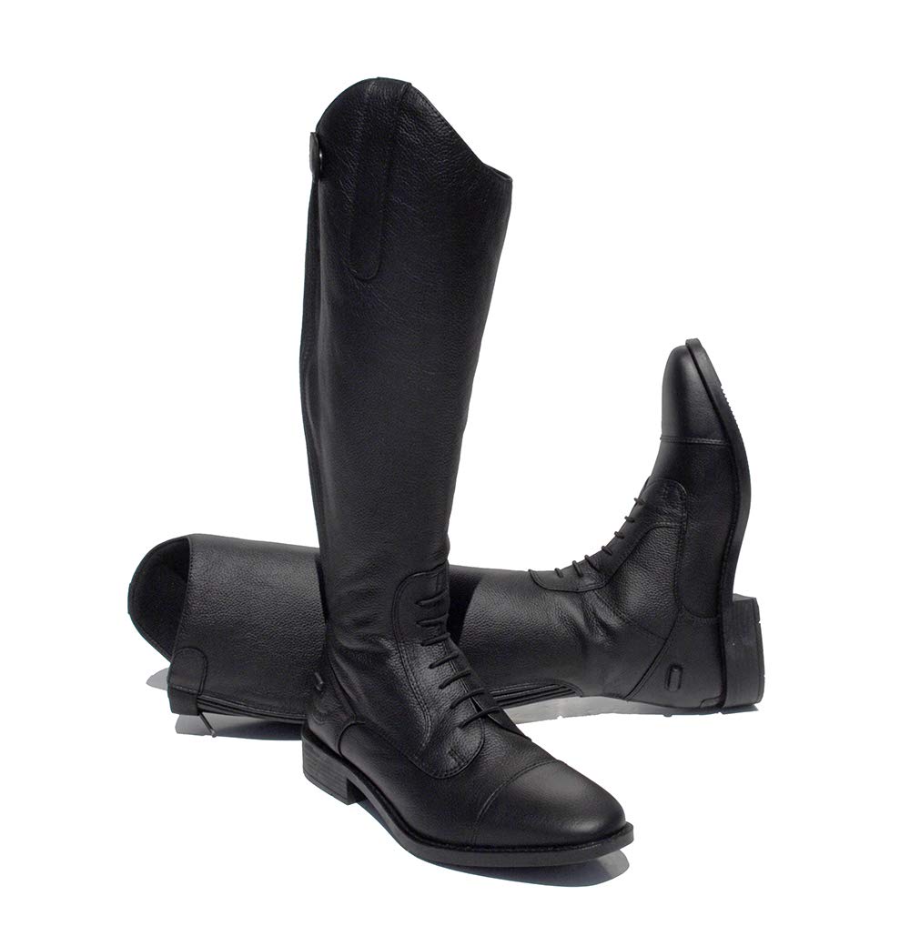Rhinegold Elite Luxus Extra Short Black Leather Riding Boots for Women - Equestrian & Fashion Riding Boots for Horseback Riding & Casual Wear
