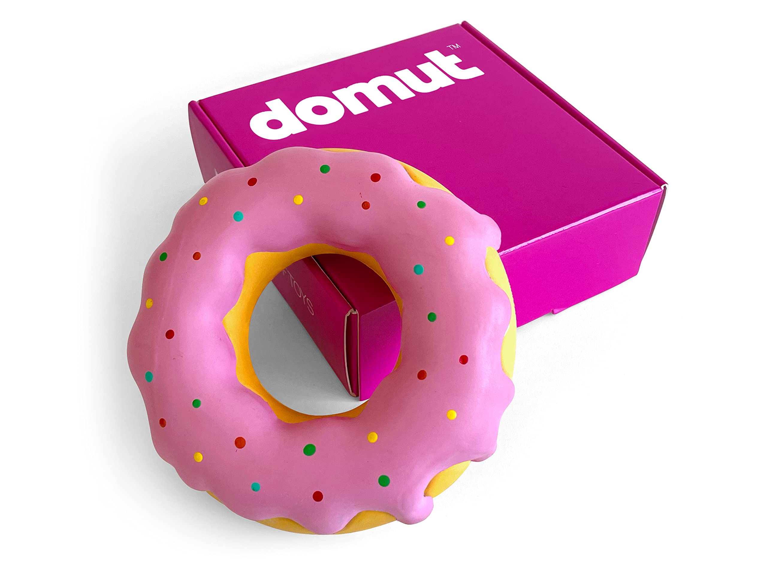 Durable Donut Dog Chew Toy for Aggressive Chewers - Heavy Duty Rubber Chew Toy for Medium & Large Breed Dogs - Tough Long-Lasting Dog Toy - Perfect as Birthday Gift or Training Reward (Pink, 1-Pack) - Great for Playtime, Teething Relief & Interactive Bonding