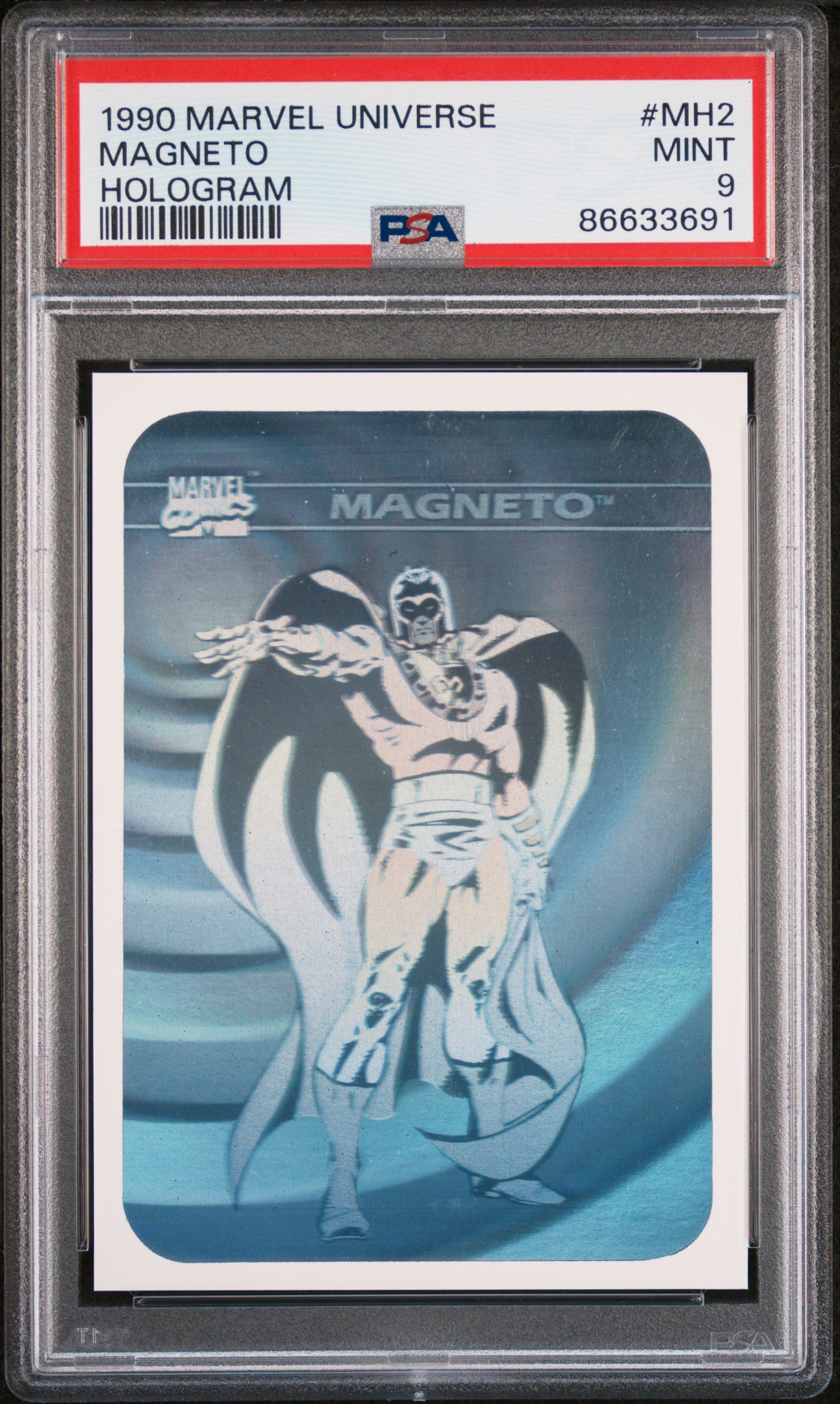1990 Marvel Universe Hologram Magneto #MH2 PSA 9 Graded Card - Rare Collectible for X-Men Fans & Comic Book Collectors | Perfect for Display, Investment & Trading