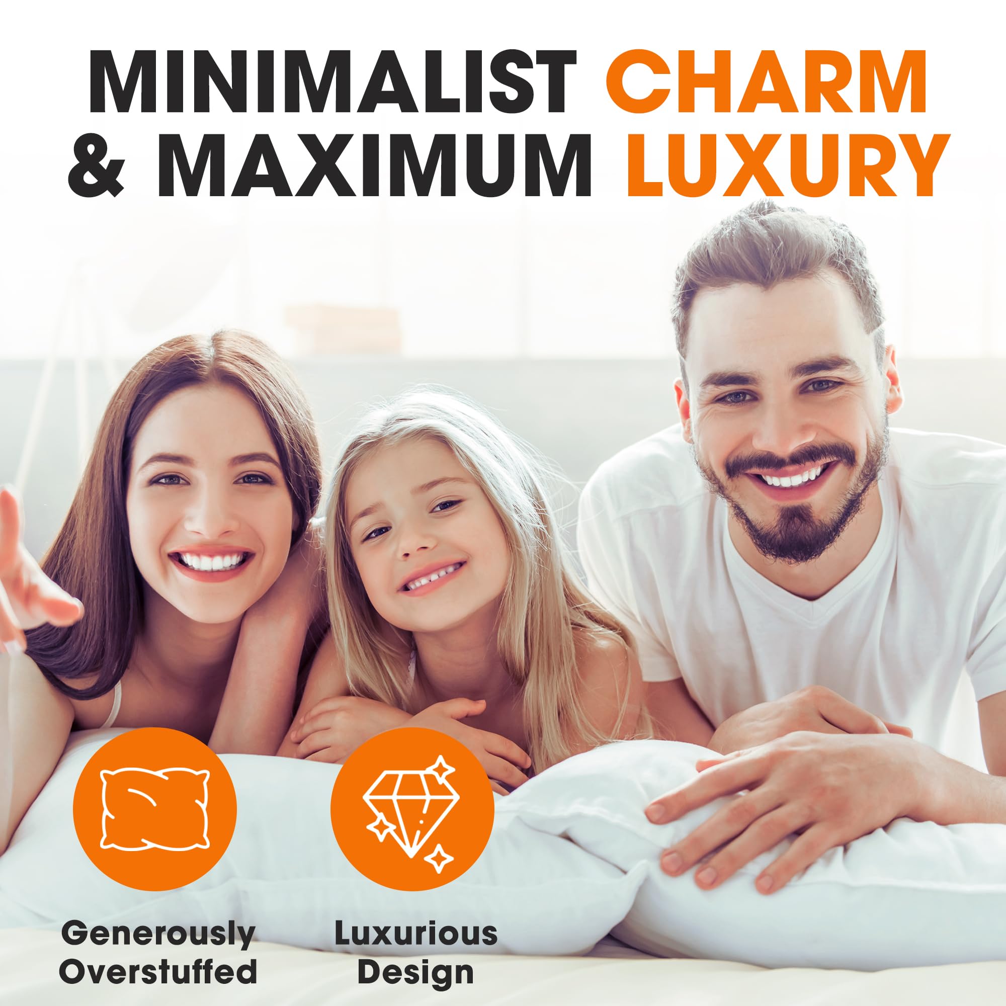 Premium Down Alternative Bed Pillows Set of 2 - Hotel Quality Standard Size Soft Pillows for Back, Stomach & Side Sleepers | Breathable & Hypoallergenic for Comfortable Sleep | Perfect for Guest Rooms, Dorms & Luxury Bedding