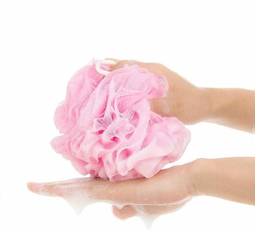 Nicolette Soft Round Loofah Sponge Pouf - Exfoliating Body Scrubber for Men, Women & Kids - Gentle Bath Sponge for Shower & Skin Care - Pack of 2 Multicolor - Perfect for Daily Exfoliation & Luxurious Bathing Experience