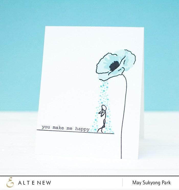 Handmade Painted Poppy Rubber Stamp Set for Card Making, Scrapbooking & DIY Crafts - Floral Botanical Design for Greeting Cards, Journals, and Home Decor