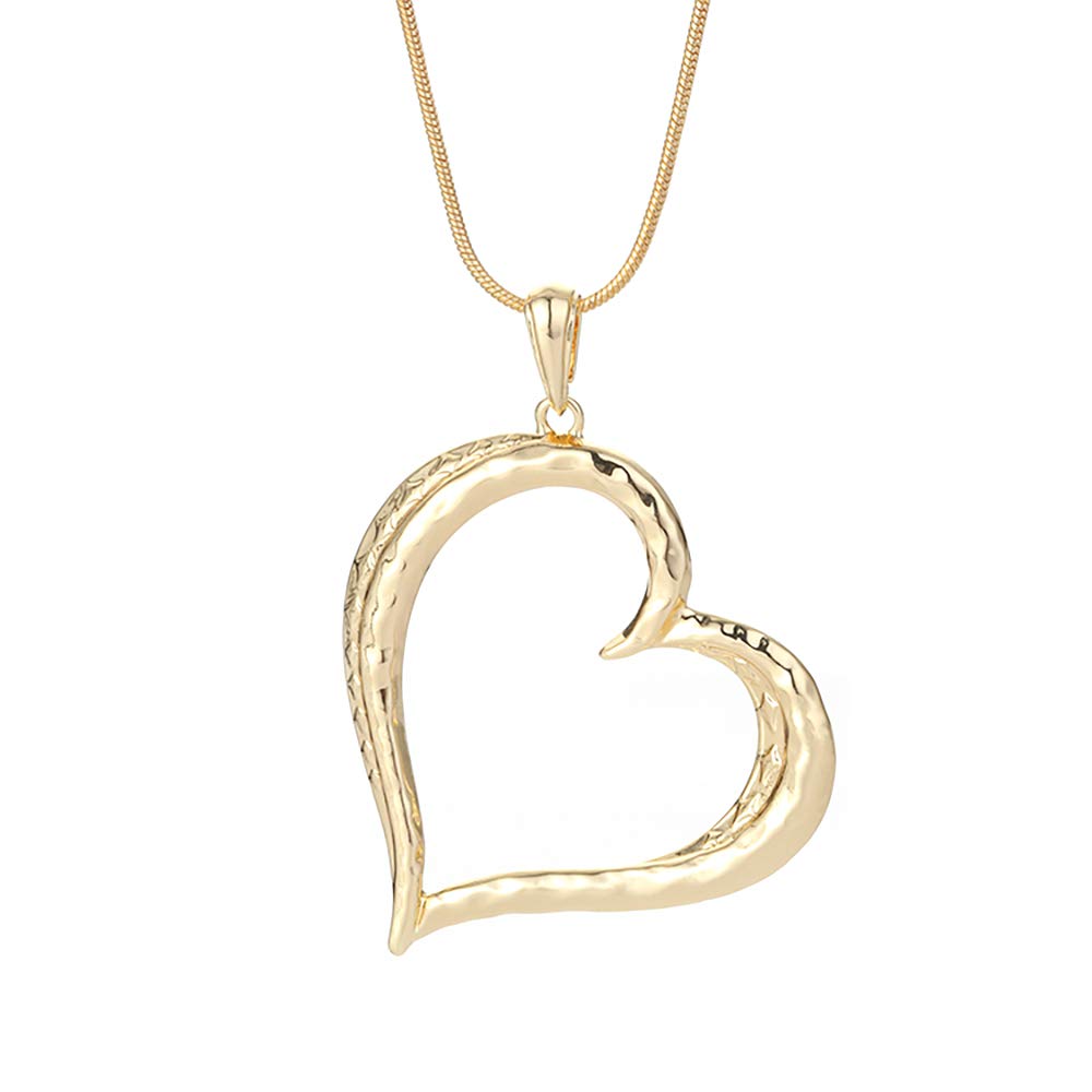 Women's Heart Pendant Necklace - Layered Bohemian Statement Jewelry with Silver & Gold Chain, Gift Box Included | Perfect for Casual Wear, Date Nights & Special Occasions