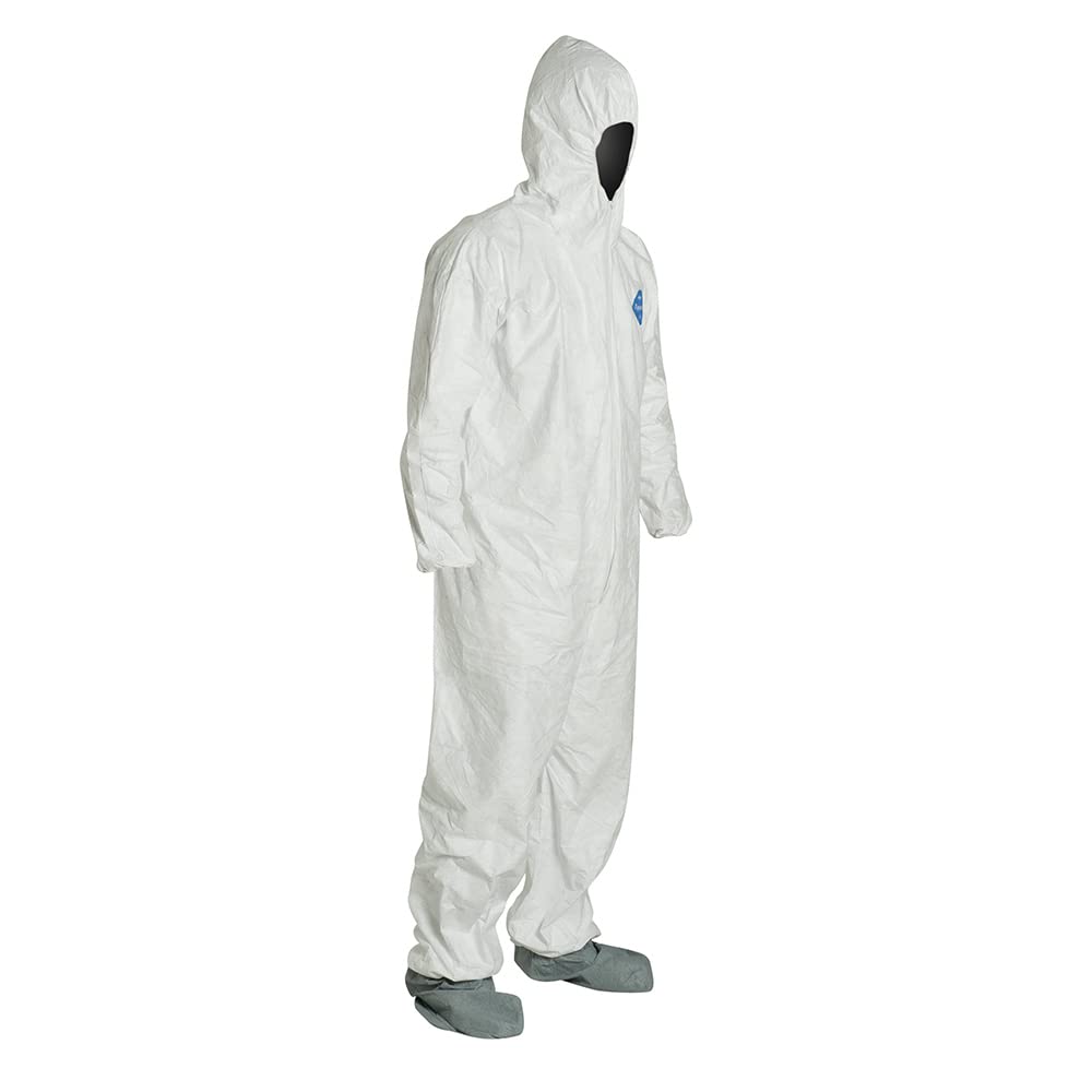 DuPont Tyvek 400 TY122S Disposable Protective Coverall with Hood & Boots - Chemical Resistant Full Body Suit for Industrial Safety, Healthcare & Hazardous Work Environments