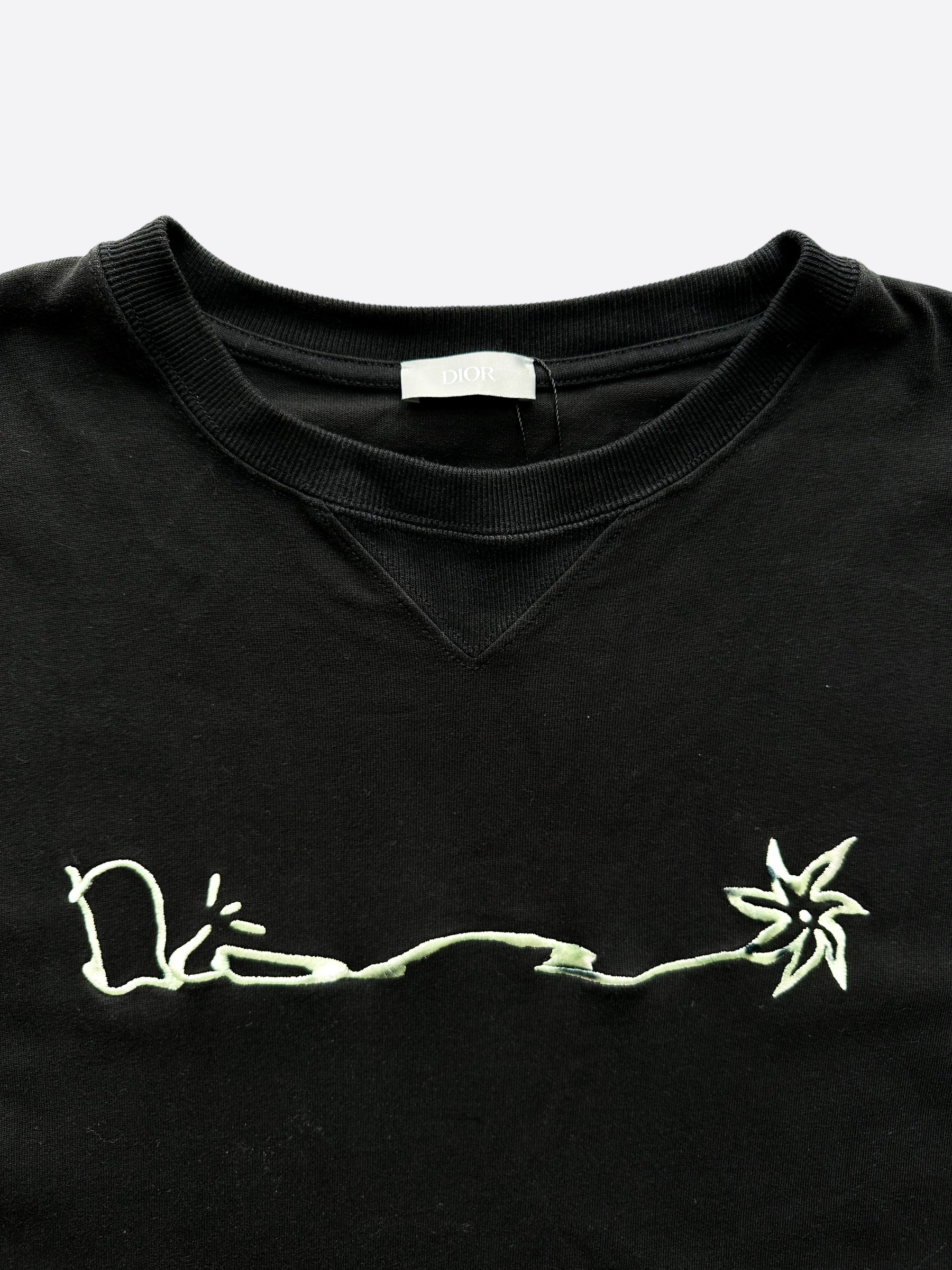 Dior Cactus Jack Black Embroidered Logo T-Shirt for Men - Luxury Streetwear Fashion Tee for Casual Wear & Hip Hop Style