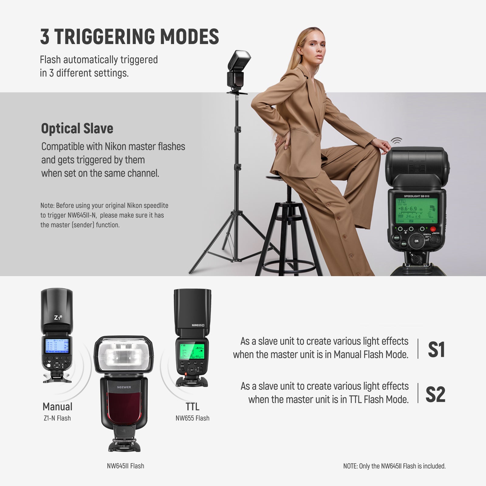 NEEWER NW645II N TTL Flash Speedlite for Nikon DSLR Cameras - Upgraded Compatible with Nikon D750 D850 D500 D7500 D7200 & More - Perfect for Wedding, Portrait, and Event Photography