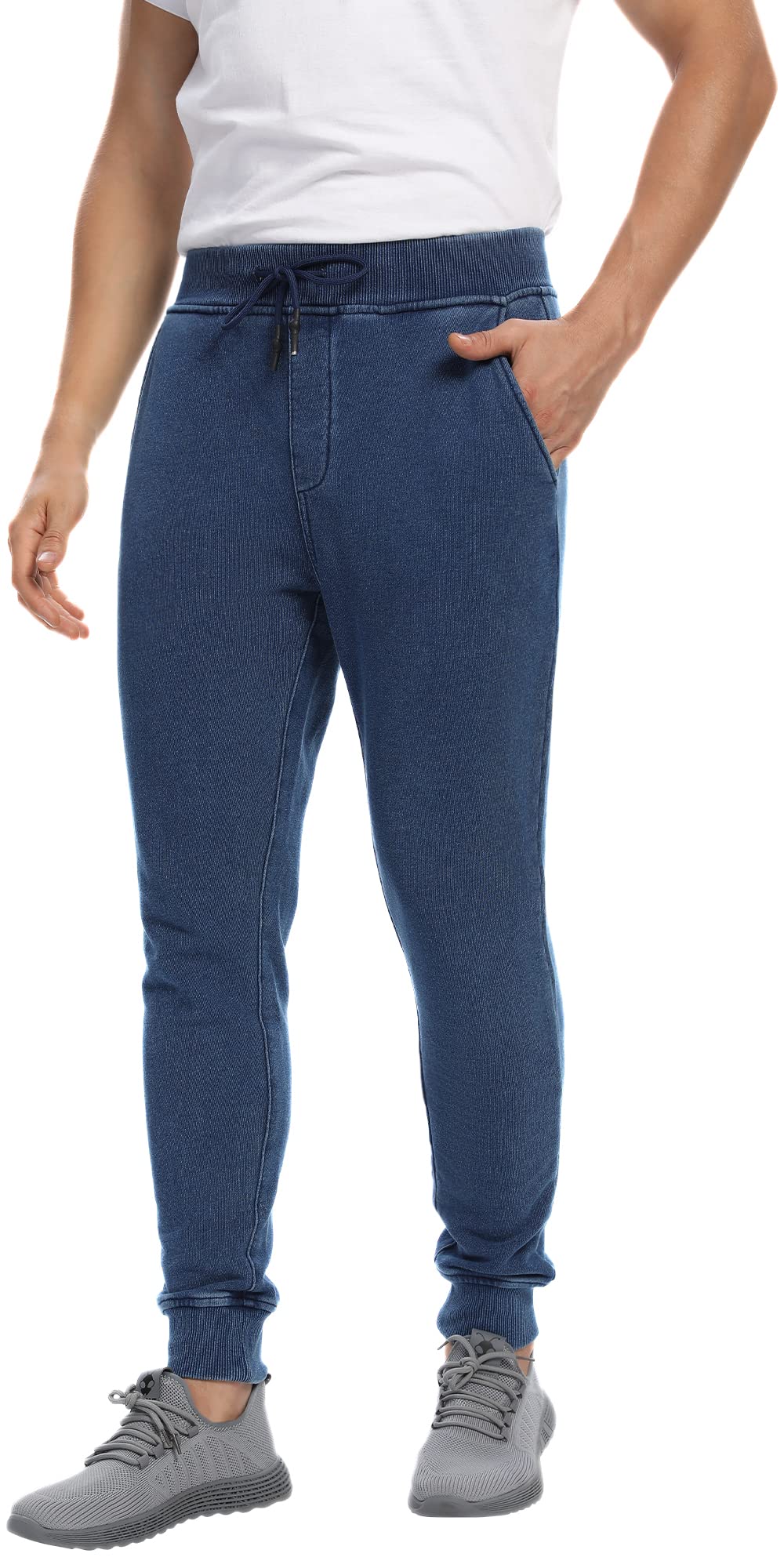 Suncrop Men's Tapered Pull-On Jogger Jeans - Stretch Comfort Active Wear for Casual, Workout & Everyday Use