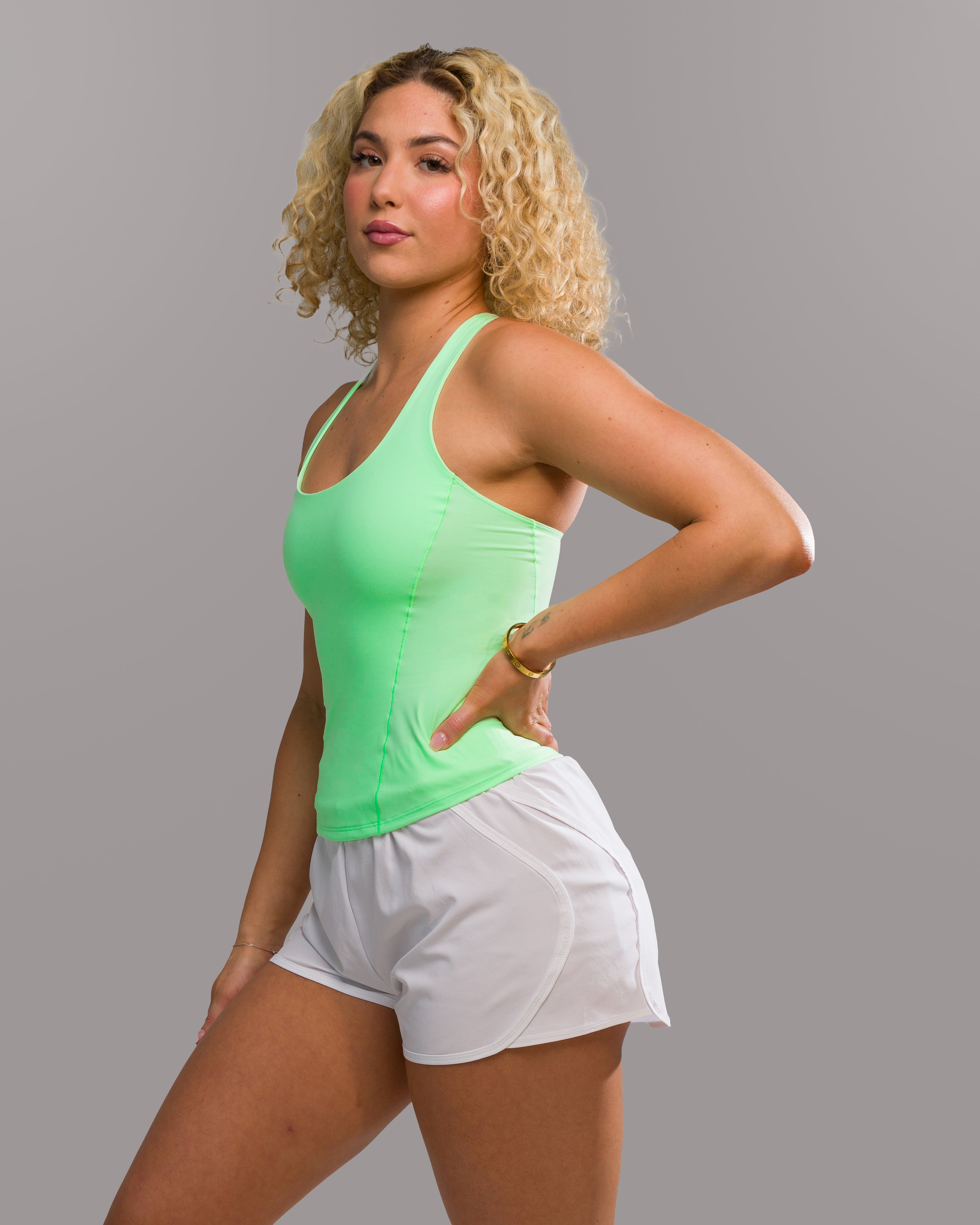 Flex Tank Long Sleeve Neon Spring Workout Top - Women's Athletic Shirts for Running, Yoga & Gym - Bright Highlighter Colors for Fitness & Activewear