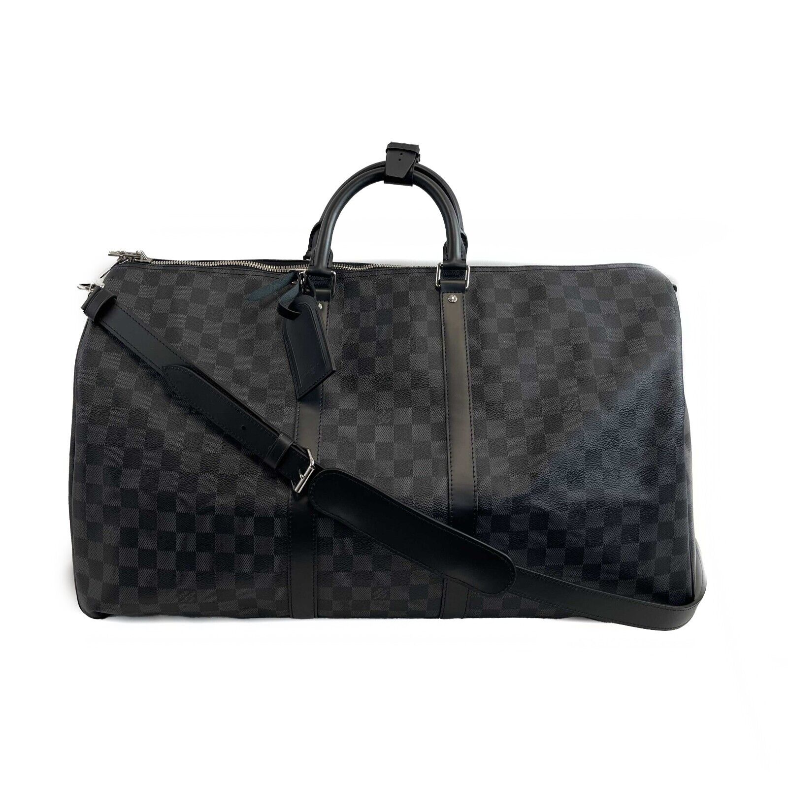 Authentic Louis Vuitton Keepall Bandouliere 55 Monogram Eclipse Duffle Bag with Dust Bag & Original Box - Perfect for Travel, Gym & Weekend Getaways