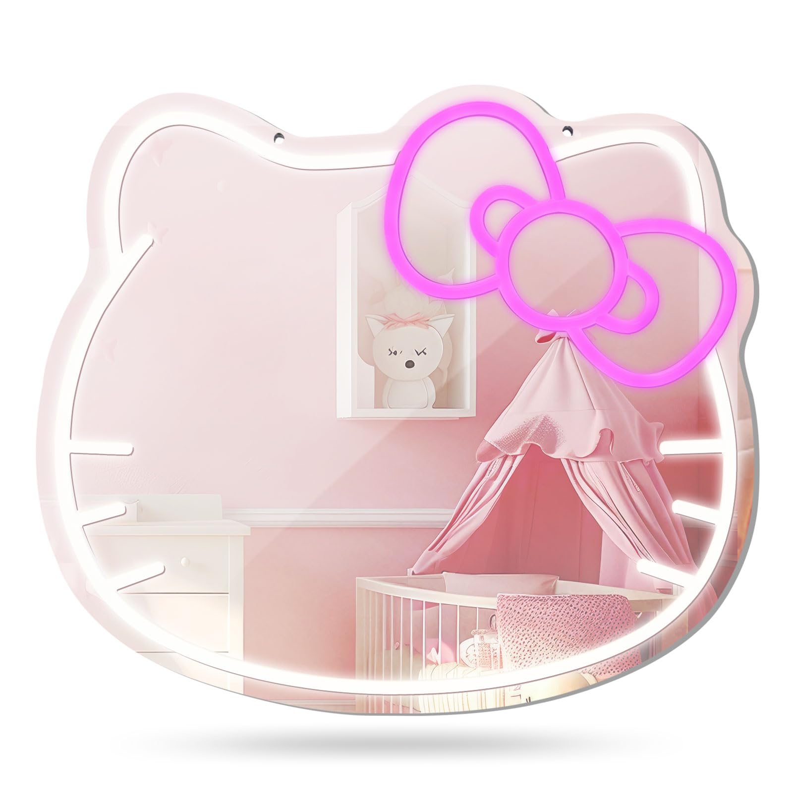 Anime Neon LED Vanity Mirror with Remote - Makeup Mirror for Bedroom, Teen Girl Gift - Birthday, Christmas, Halloween, Thanksgiving Decoration - Perfect for Cosplay, Dressing Room & TikTok Room Decor