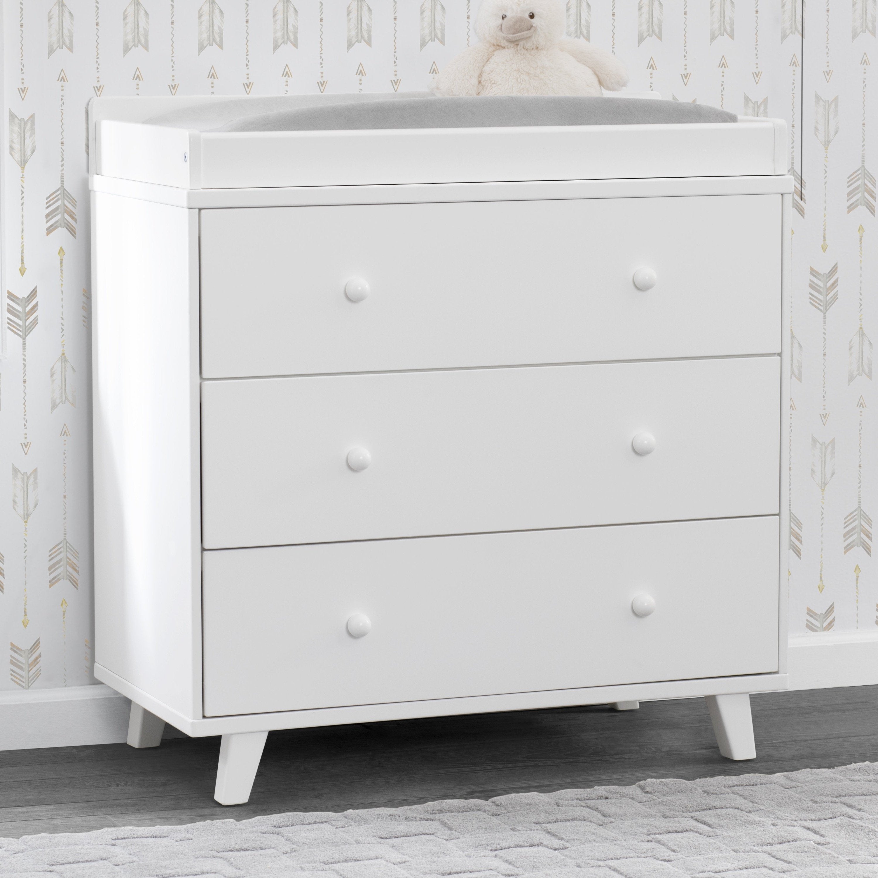 Ava 3 Drawer Nursery Dresser with Changing Table Top - Perfect Baby Changing Station for Nursery Organization & Storage
