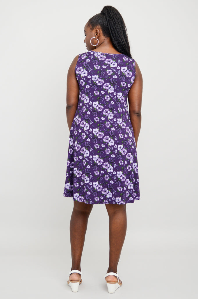 Lanai Sleeveless Midi Dress - Floral Hibiscus Print & Breathable Bamboo Fabric | Summer Beach Dress for Vacation, Resort Wear & Tropical Getaways