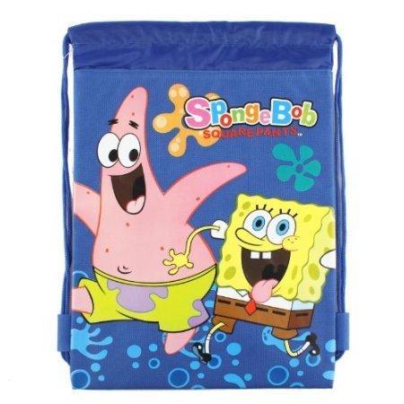 SMJAITD Spongebob Nickelodeon Blue Drawstring Backpack for Kids - Lightweight School Bag, Beach Daypack & Cosplay Accessory - Perfect for School, Travel & Cartoon Fans