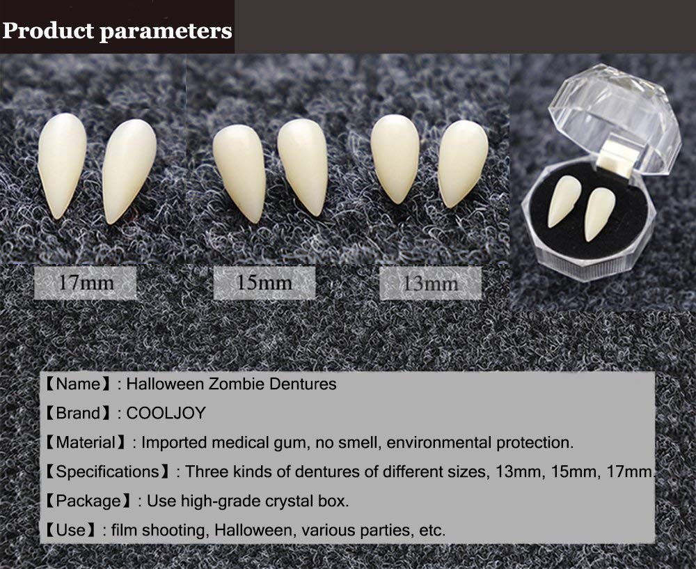 3 Pairs Vampire Teeth Fangs Dentures - Realistic Halloween Cosplay Props for Vampire Costume, Party Favors & Scary Makeup Accessories - Perfect for Halloween Parties, Cosplay Events & Themed Photoshoots